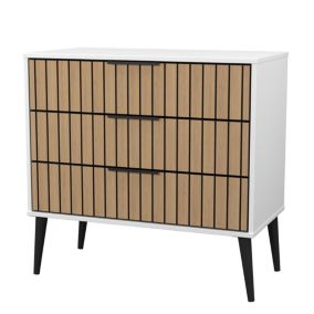 Fiji Ready assembled White & oak 3 Drawer Chest (H)759mm (W)765mm (D)395mm