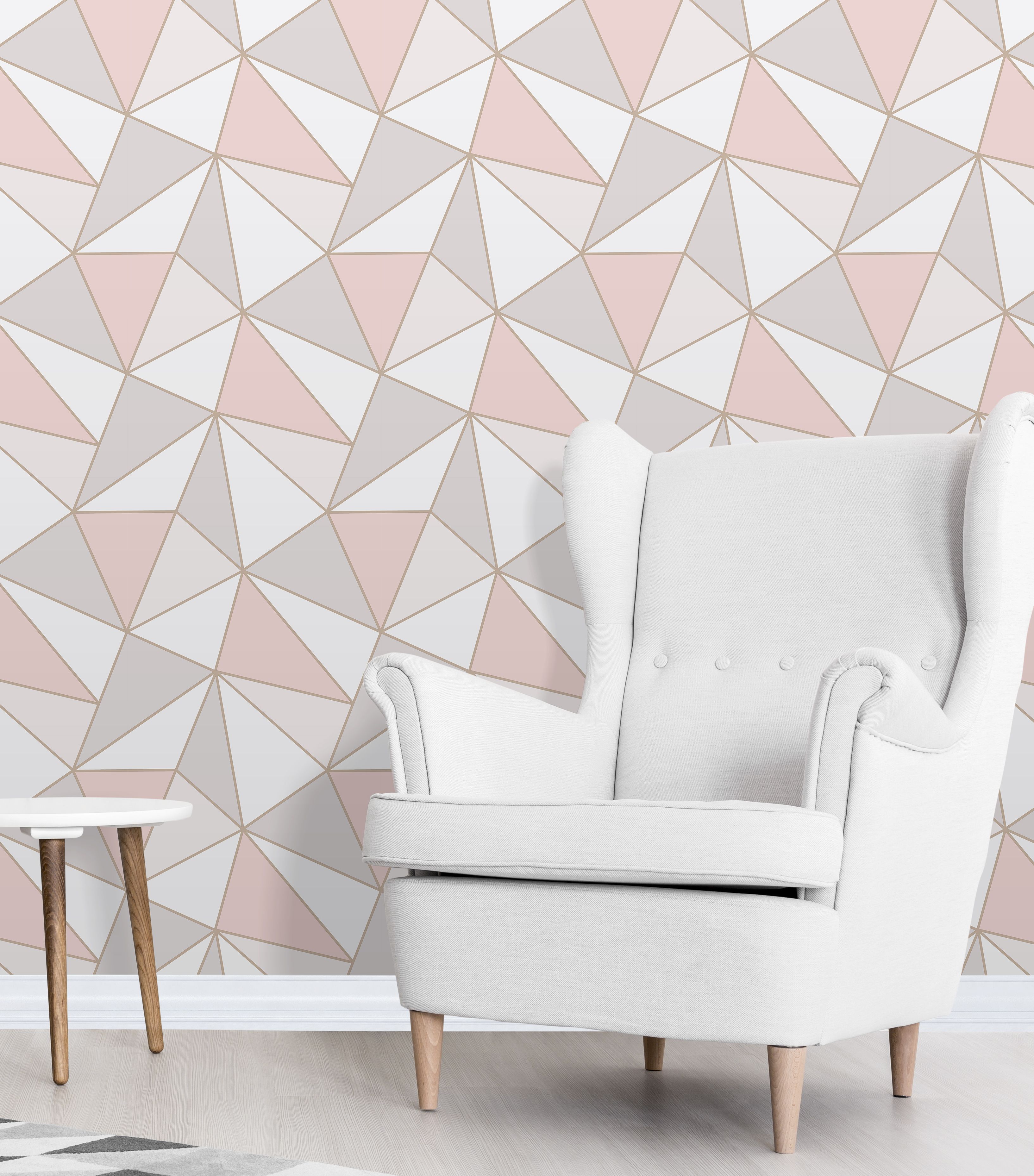 Fine Décor Apex Geometric Rose gold effect Smooth Wallpaper Sample