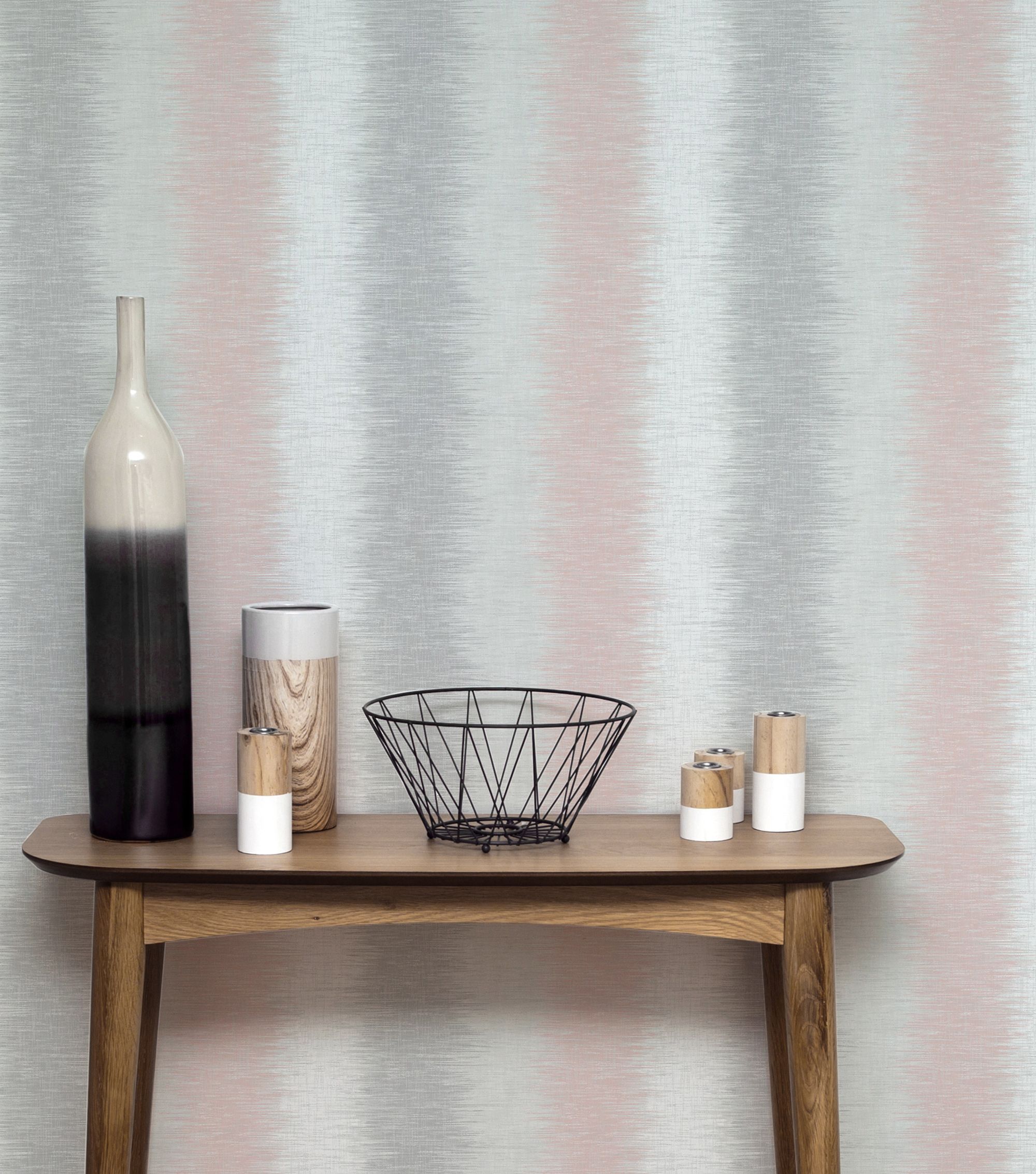 Fine Décor Aukland Grey & pink Striped Smooth Wallpaper Sample