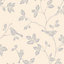 Fine Décor Beige Leaf & birds Glitter effect Textured Wallpaper