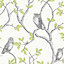 Fine Décor Green Woodland owls Mica effect Smooth Wallpaper