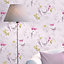 Fine Décor Lottie Mauve Trees with birds Mica effect Smooth Wallpaper