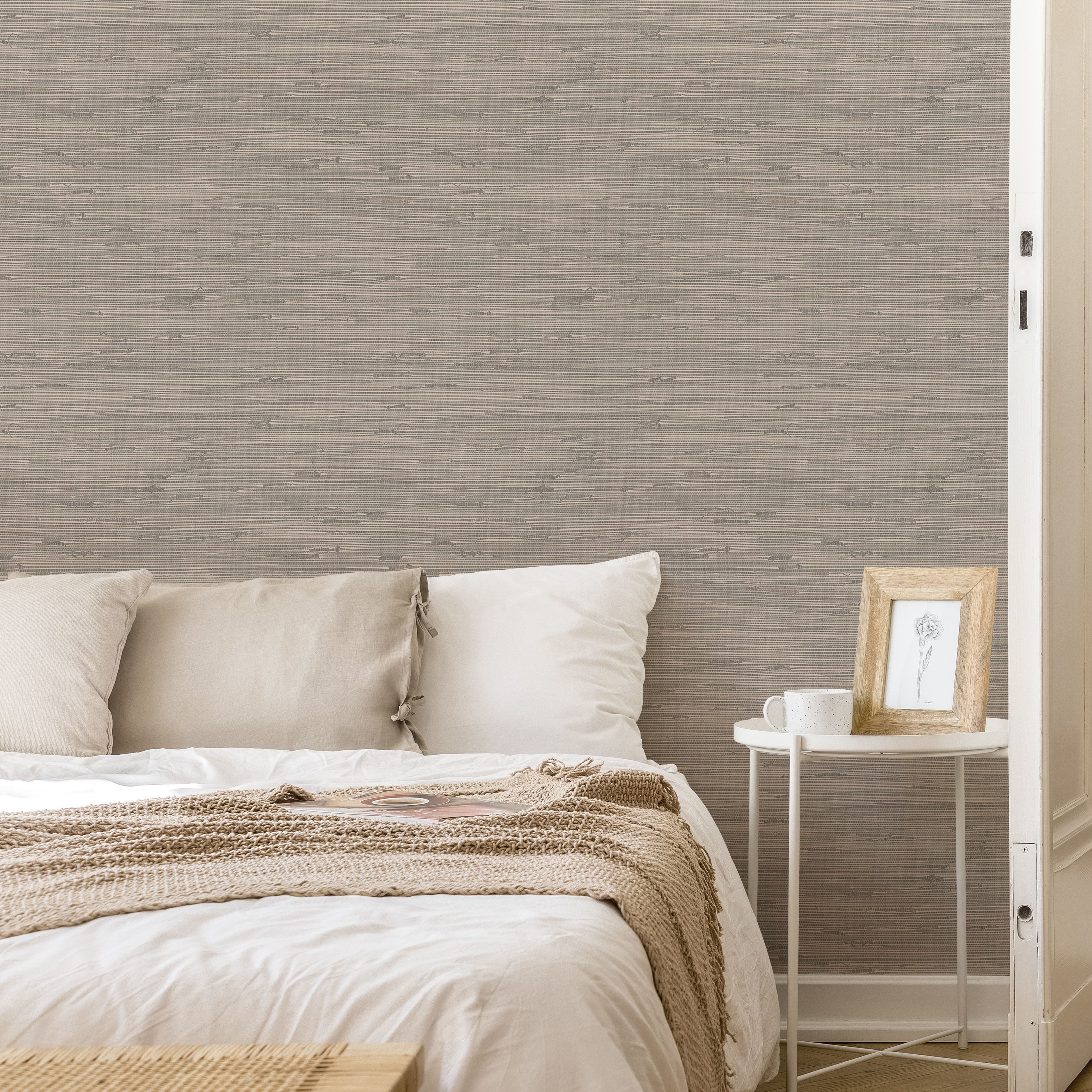 Fine Decor Stone Grasscloth Textured Wallpaper