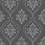 Fine Décor Winchester Black Damask Silver effect Smooth Wallpaper