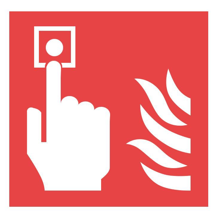 Fire alarm symbol PVC Safety sign, (H)100mm (W)100mm