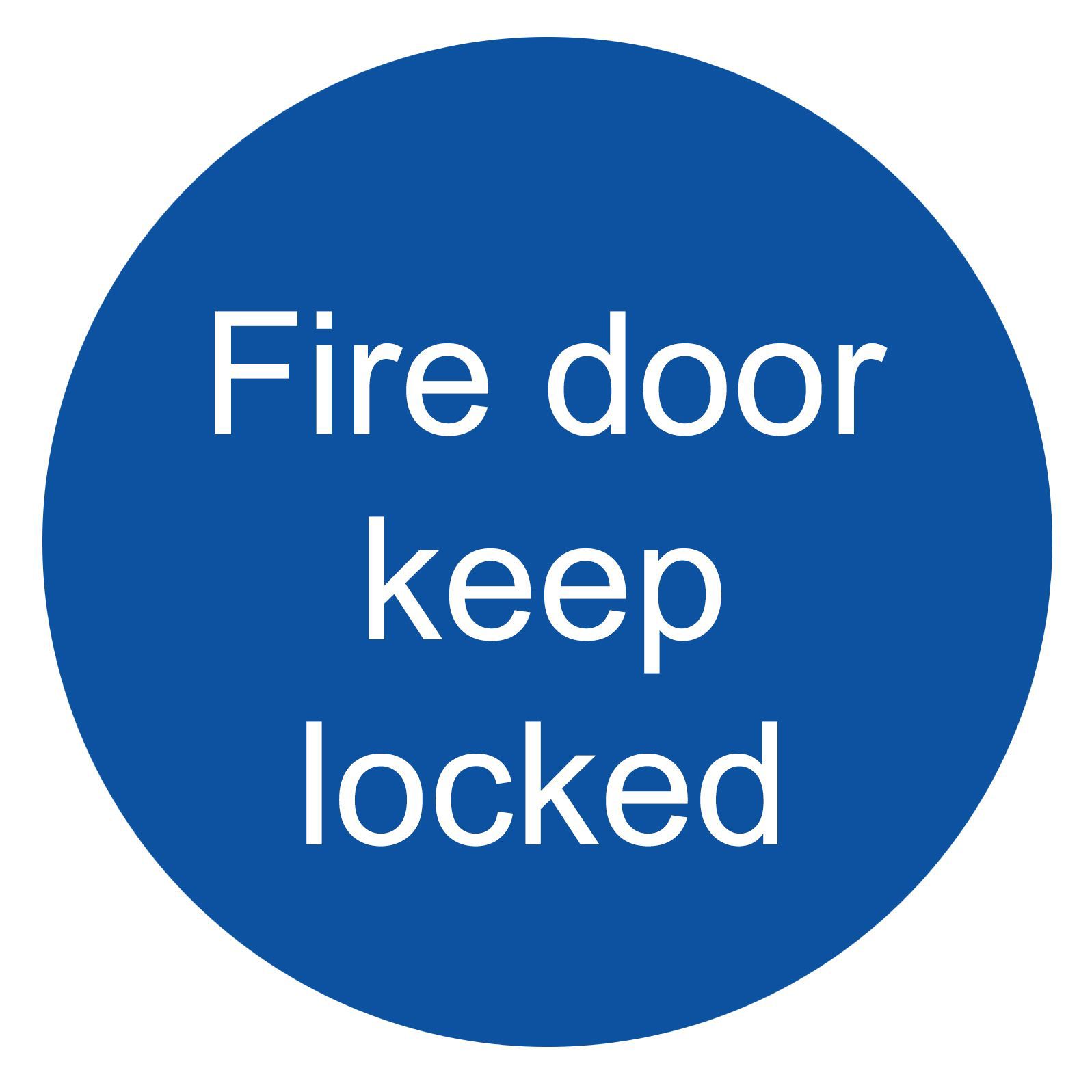 Fire door keep locked PVC Safety sign, (H)100mm (W)100mm