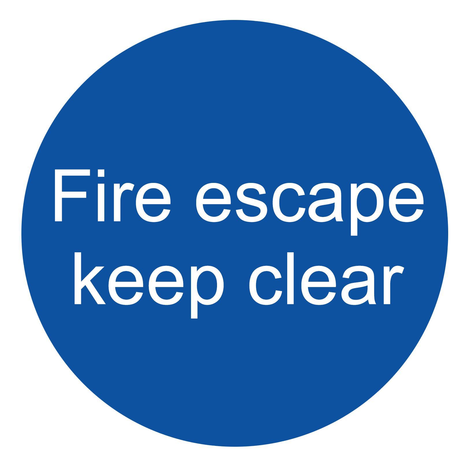 Fire escape keep clear PVC Safety sign, (H)100mm (W)100mm