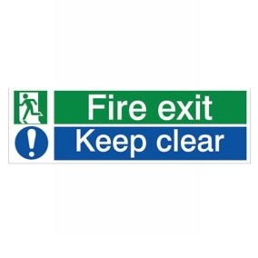 Fire exit keep clear Fire information sign, (H)125mm (W)400mm
