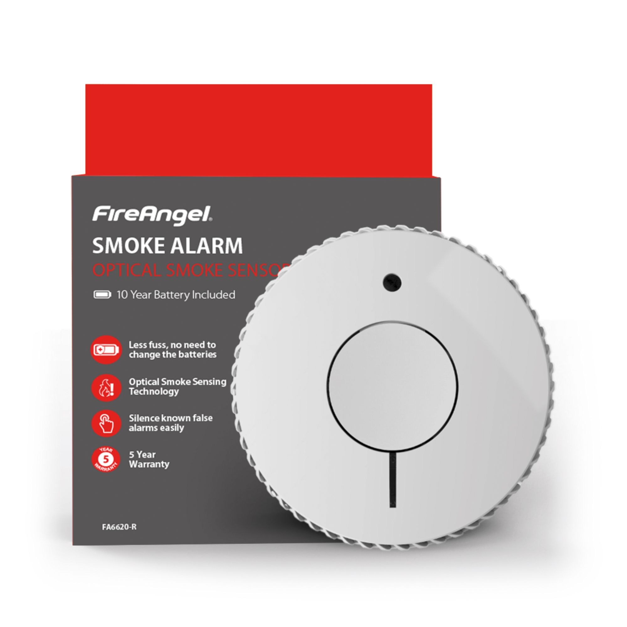 FireAngel FA6620-R Optical Smoke Alarm with 10-year lifetime battery