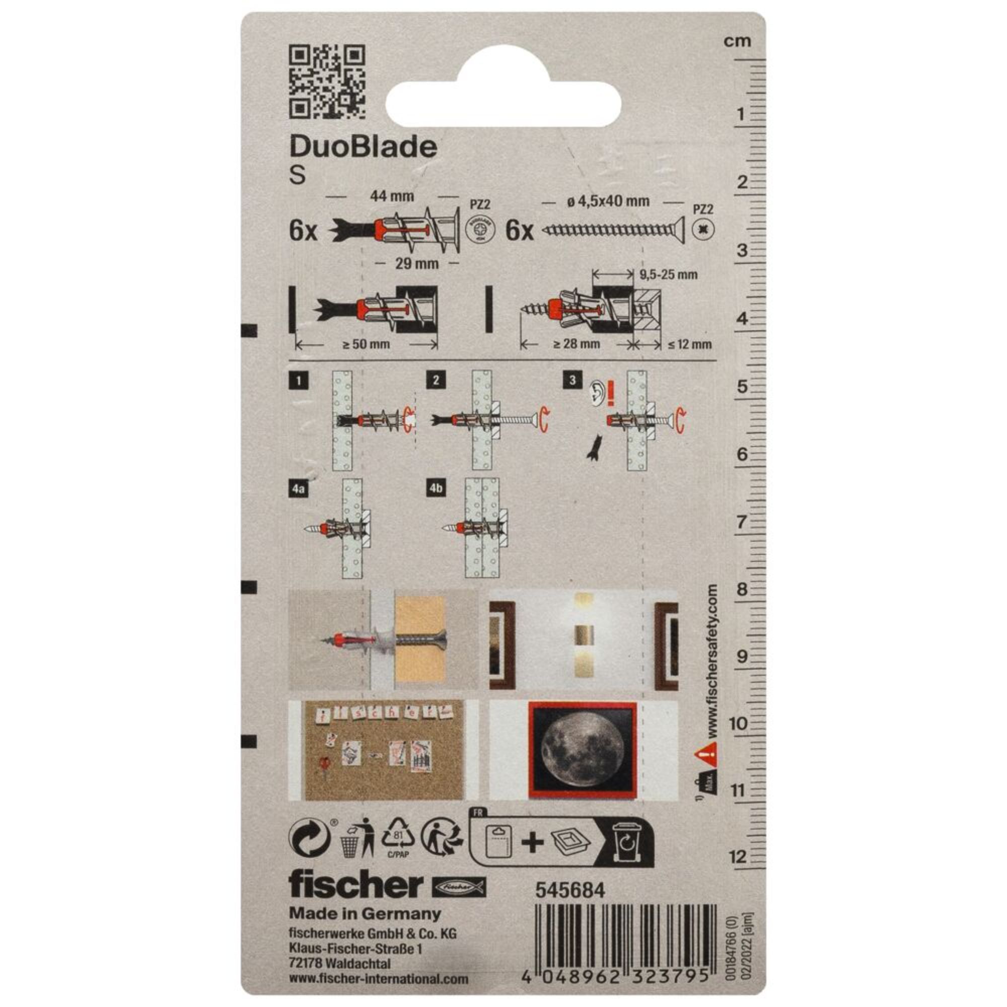 Fischer DuoBlade Plasterboard fixing (Dia)4.5mm (L)44mm, Pack of 6