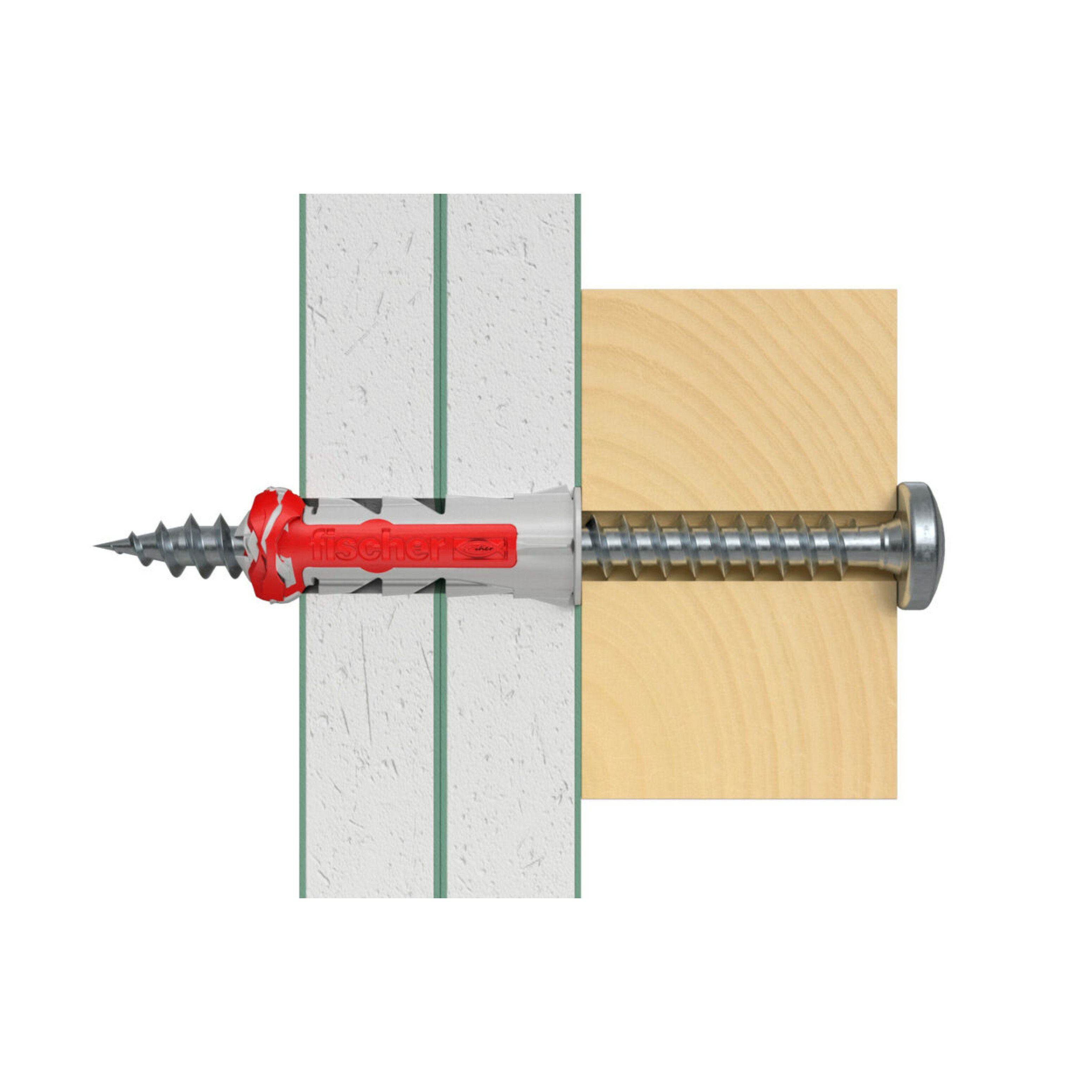Fischer DuoPower Grey & red Nylon Wall plug, 34 pieces