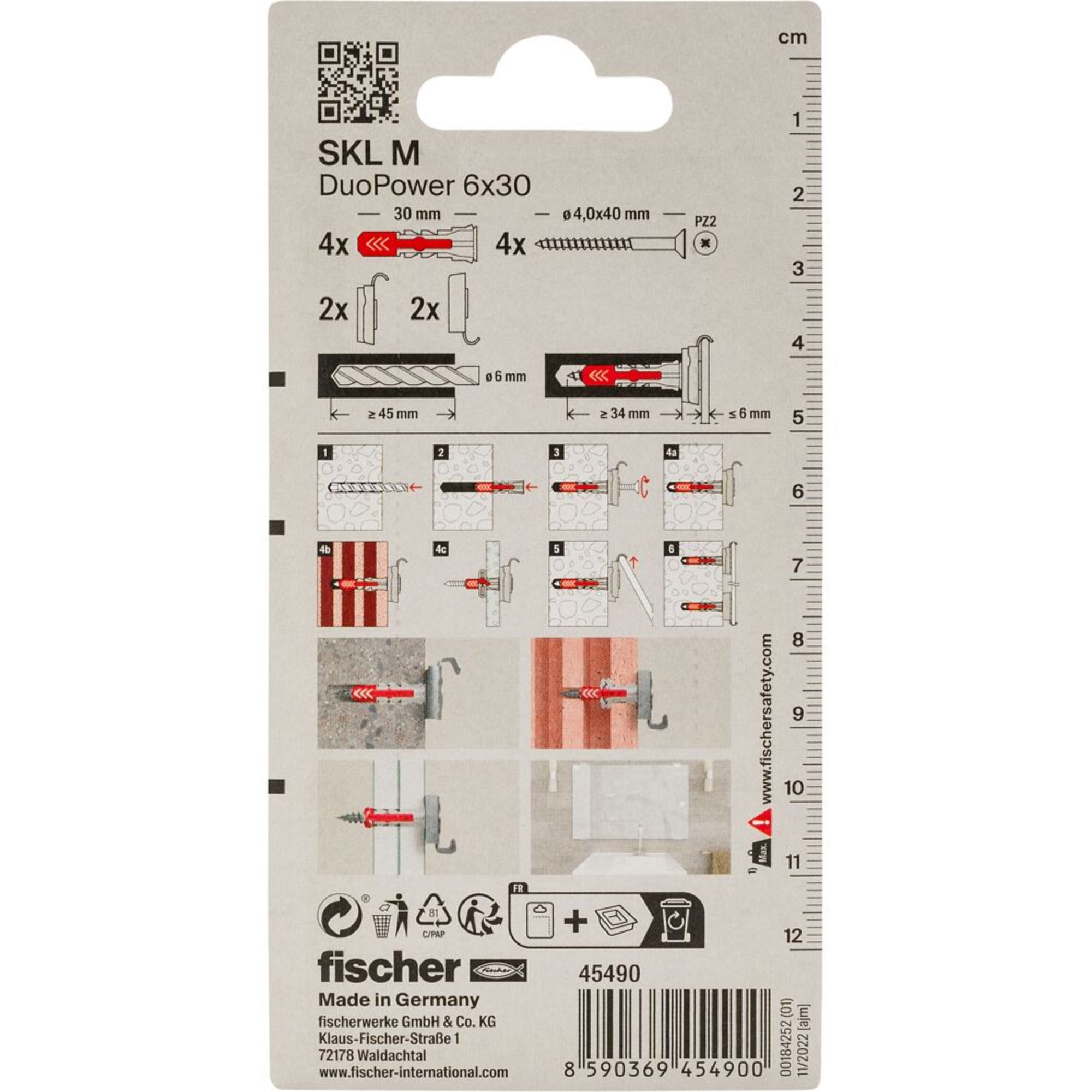 Fischer Grey Mirror screw (Dia)6mm (L)30mm, Pack of 4