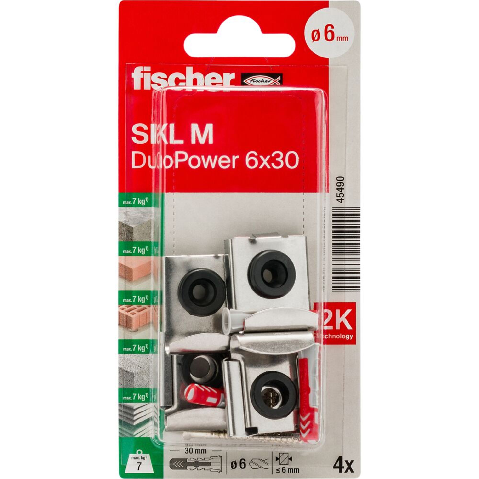 Fischer Grey Mirror screw (Dia)6mm (L)30mm, Pack of 4