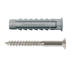 Fischer Grey Multi-purpose screw & wall plug (Dia)8mm (L)40mm, Pack of 50