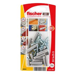 Fischer Grey Nylon & steel Wall plug (L)25mm (Dia)5mm, Pack of 20