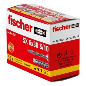 Fischer Grey Nylon & steel Wall plug (L)30mm (Dia)6mm, Pack of 50
