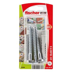 Fischer Grey Nylon & steel Wall plug (L)60mm (Dia)10mm, Pack of 4