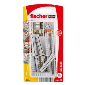 Fischer Grey Nylon Wall plug (L)40mm (Dia)8mm, Pack of 10