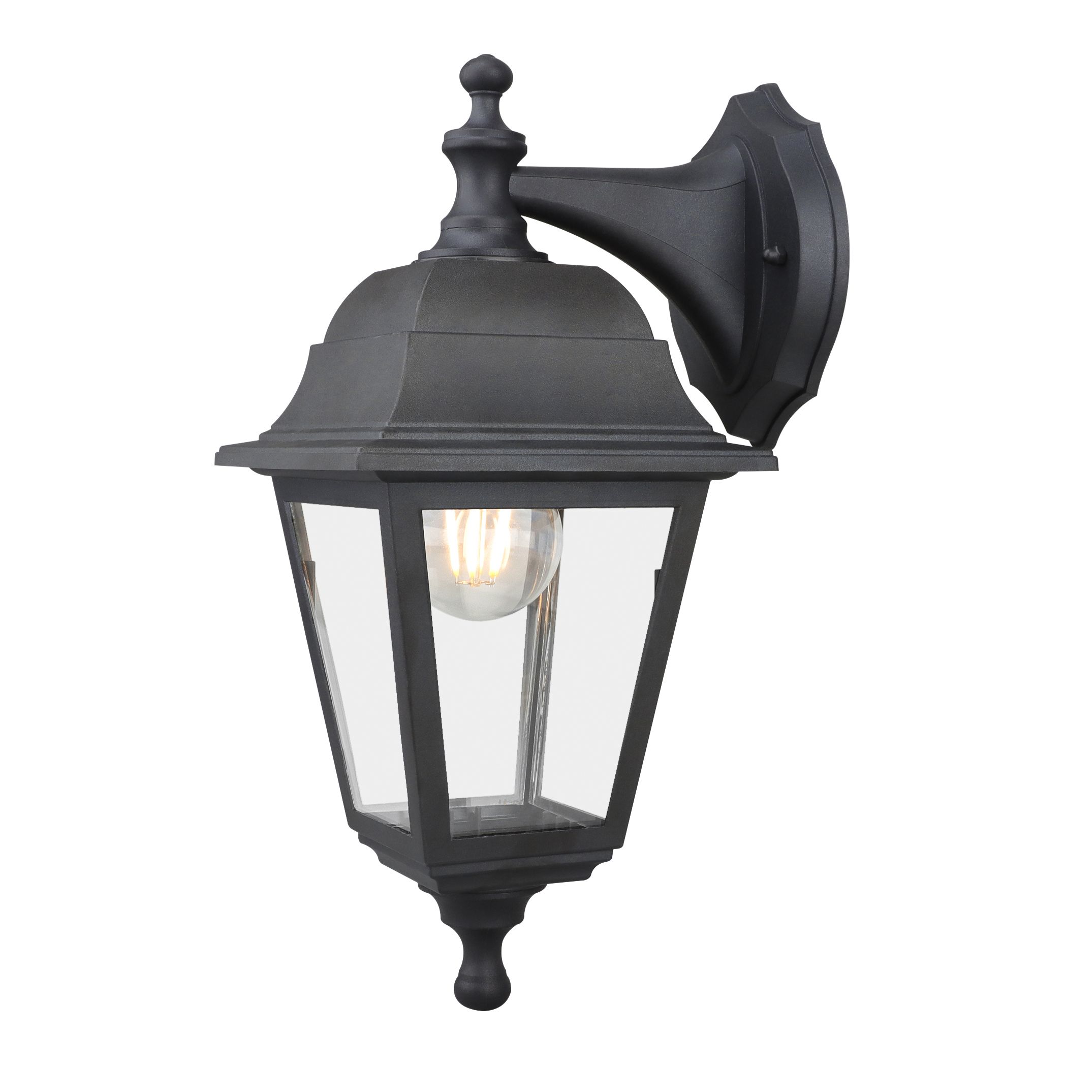 Fixed Black Mains-powered Outdoor Wall light with Up & down installation