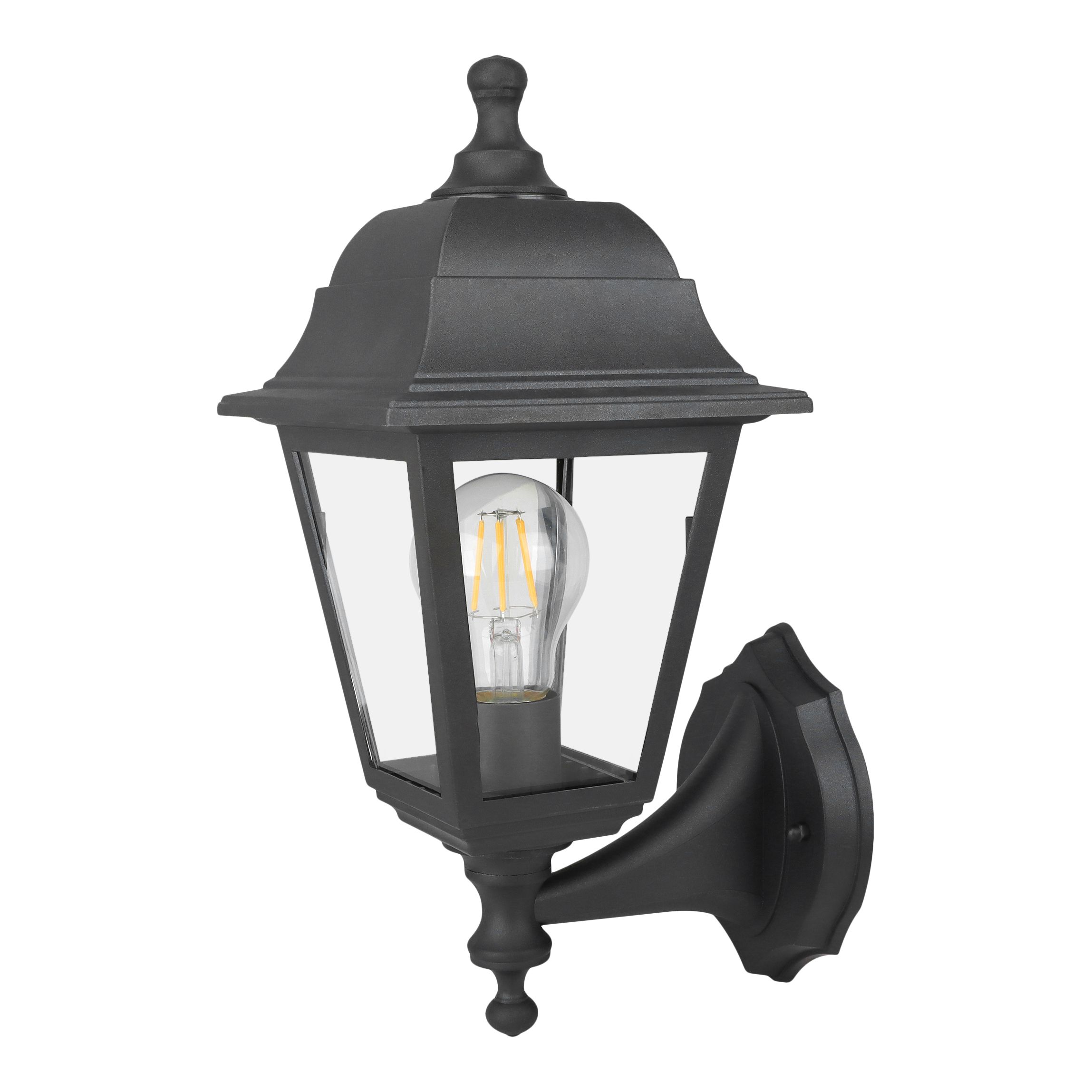 Fixed Black Mains-powered Outdoor Wall light with Up & down installation