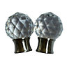 Flete Stainless steel effect Acrylic Facet Curtain pole finial (Dia)28mm, Pack of 2