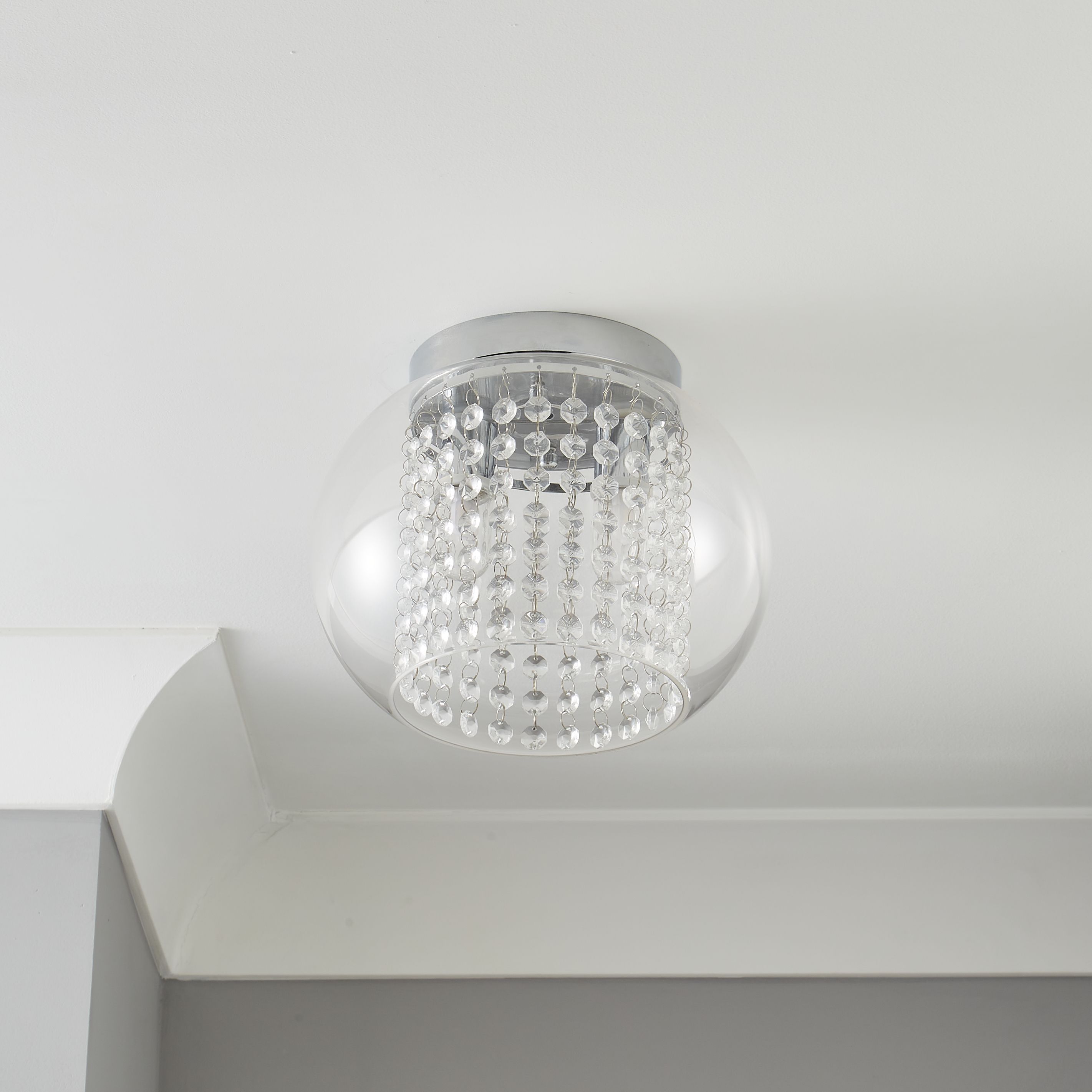 Flex Beaded Transparent Crystal effect 2 Lamp Ceiling light