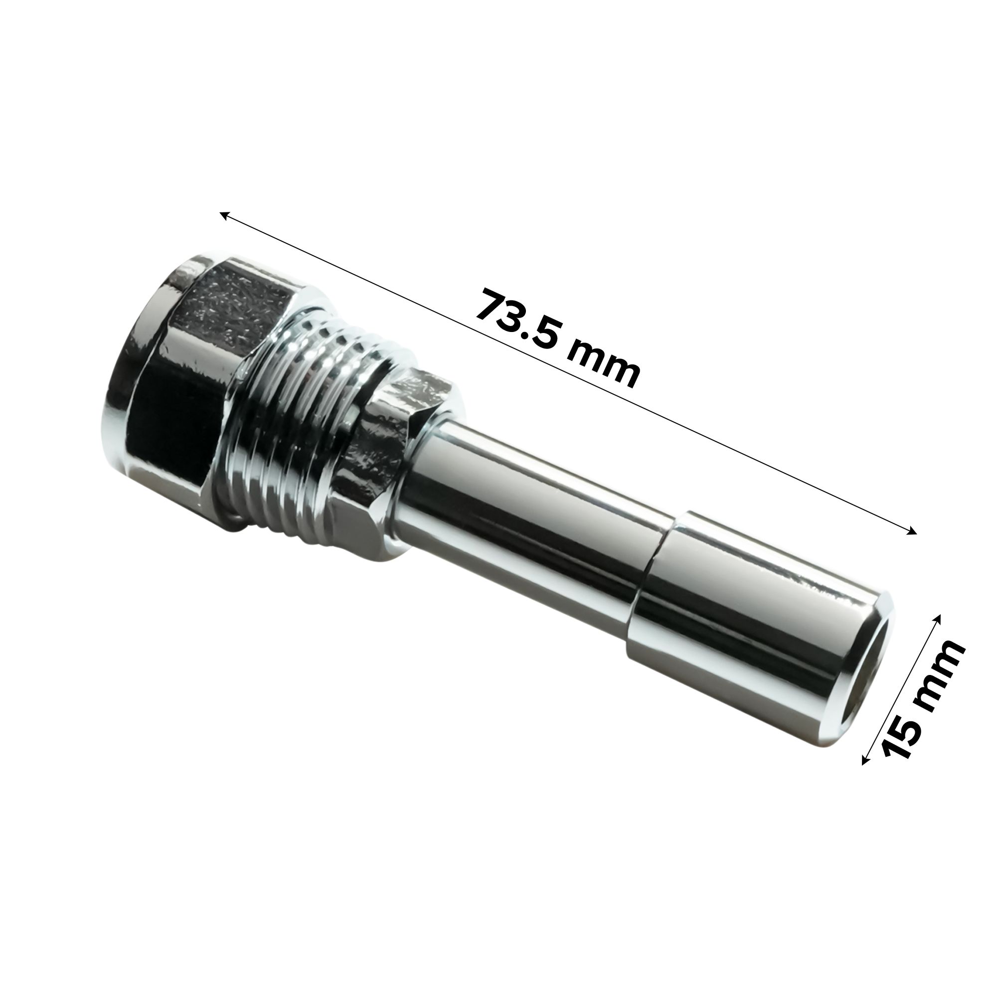 Flomasta 15mm Compression Chrome-plated TRV extension piece, (L)73.5mm