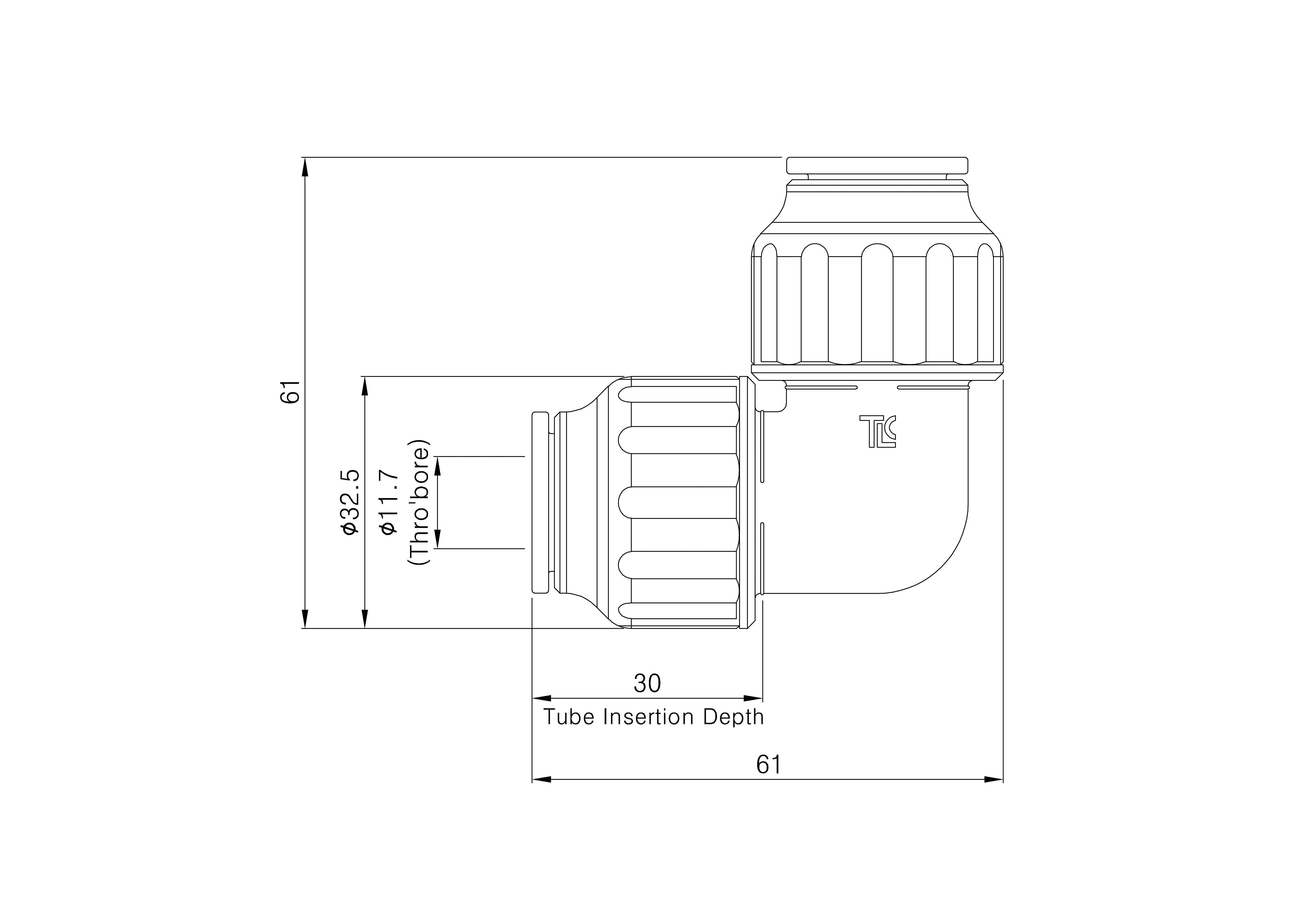 Flomasta 90° Pipe elbow (Dia)15mm 122mm