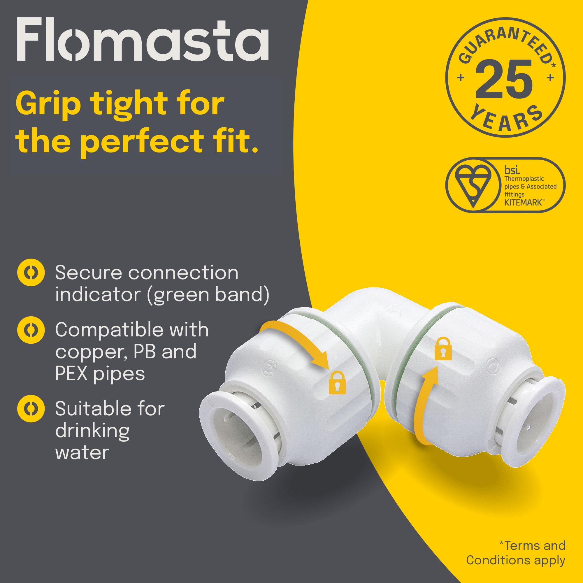 Flomasta 90° Pipe elbow (Dia)15mm 122mm