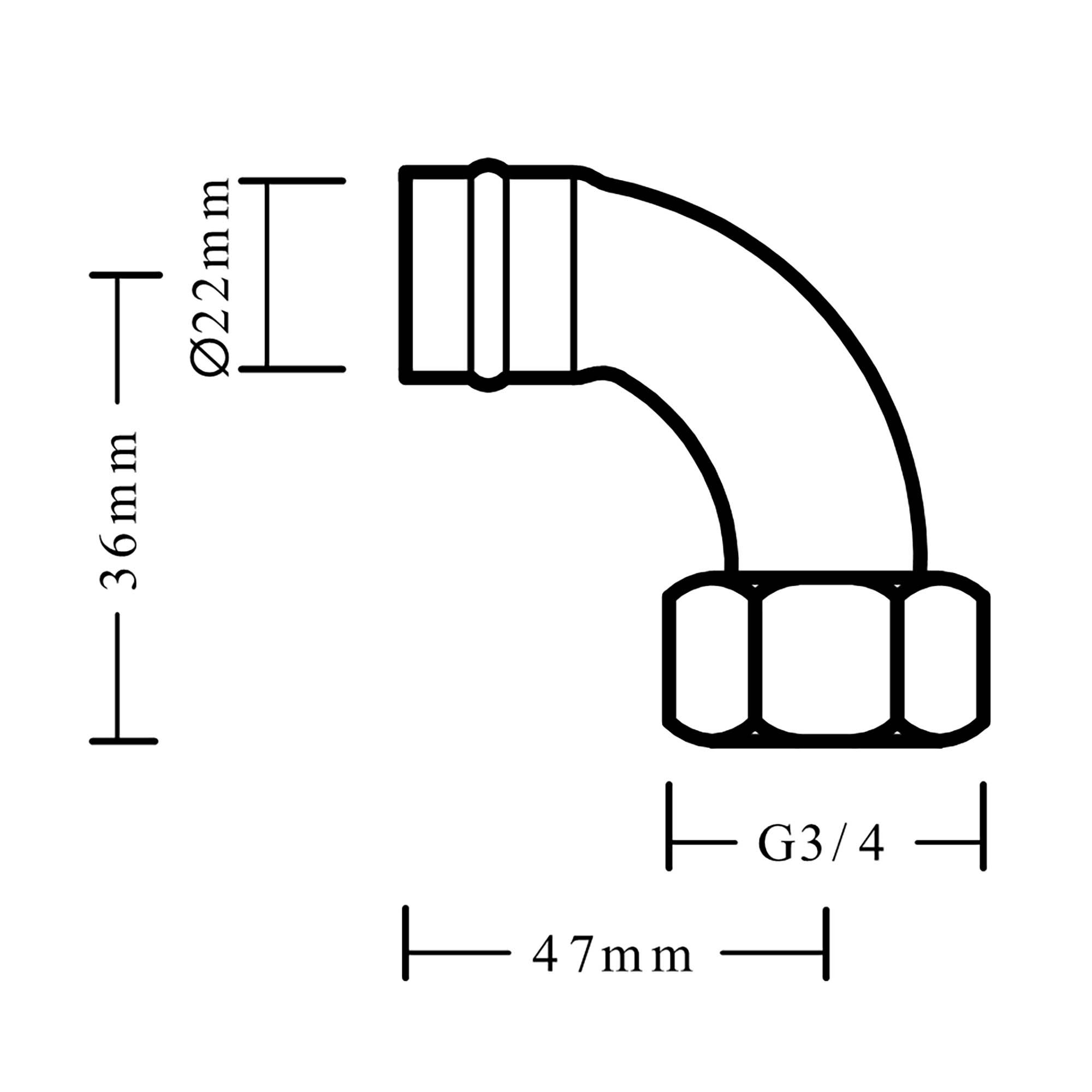 Flomasta Bent & straight Solder ring Tap connector 22mm x ¾" (L)56.53mm, Pack of 2