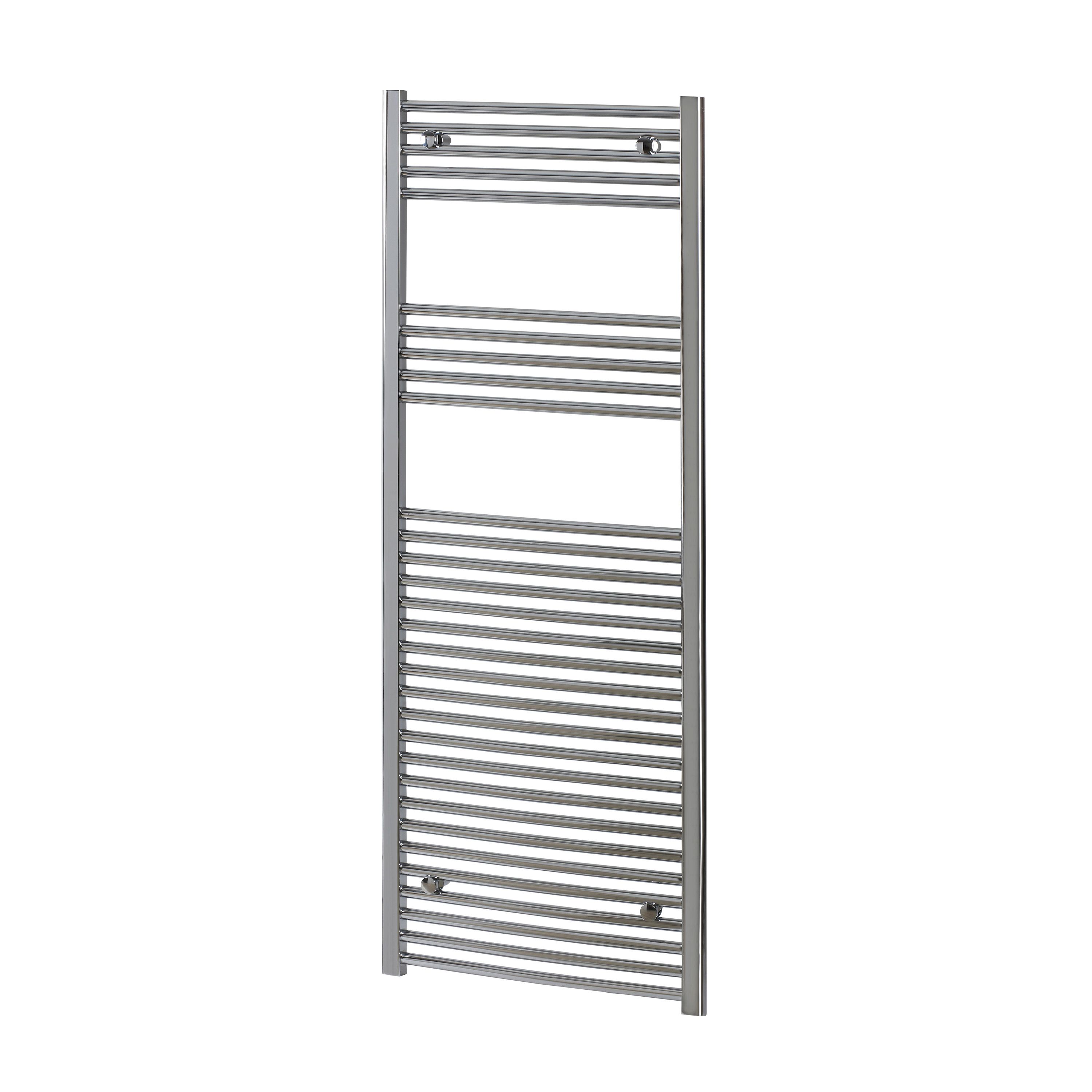 Flomasta Chrome effect Vertical Curved Towel radiator (W)600mm x (H)1600mm