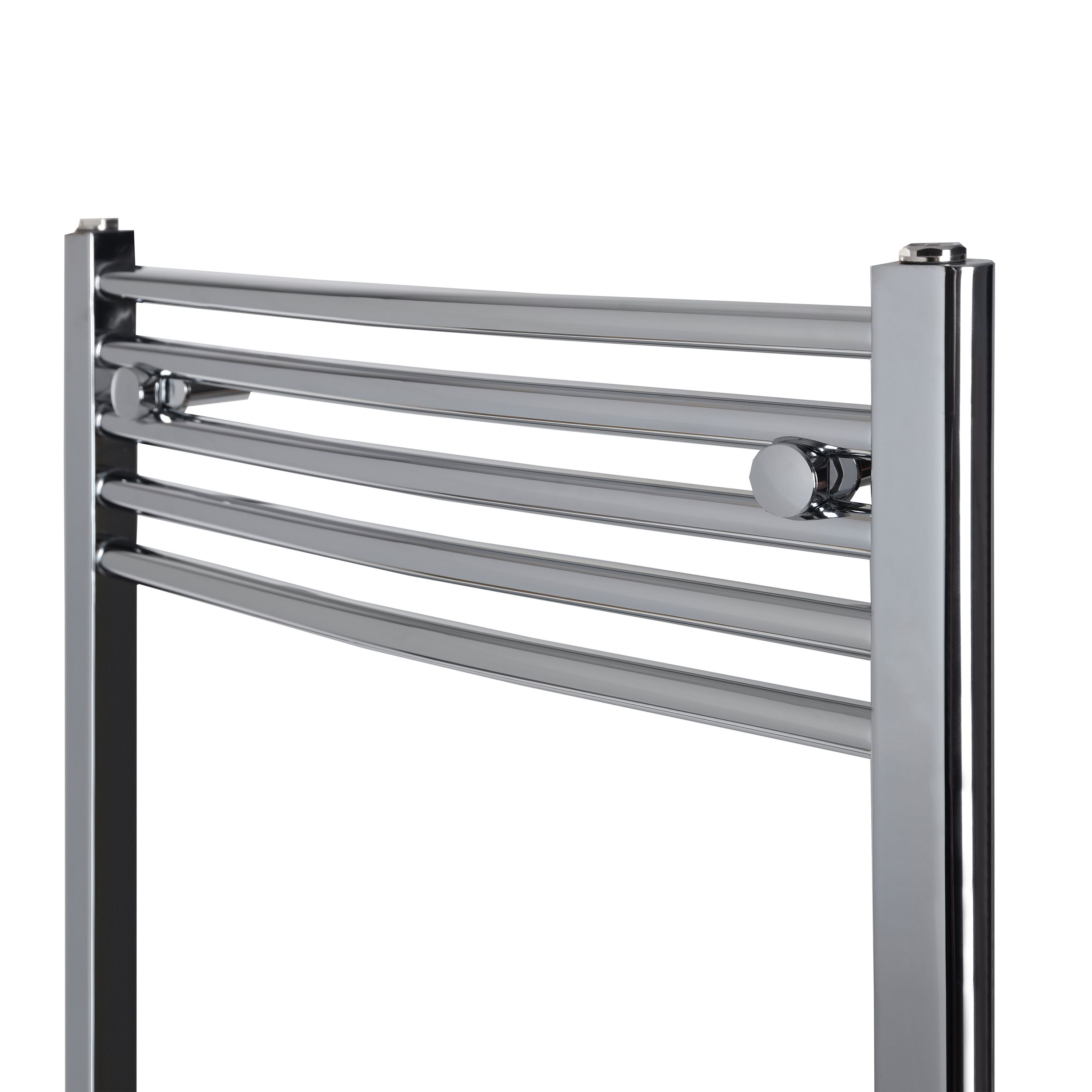 Flomasta Chrome effect Vertical Curved Towel radiator (W)600mm x (H)1600mm