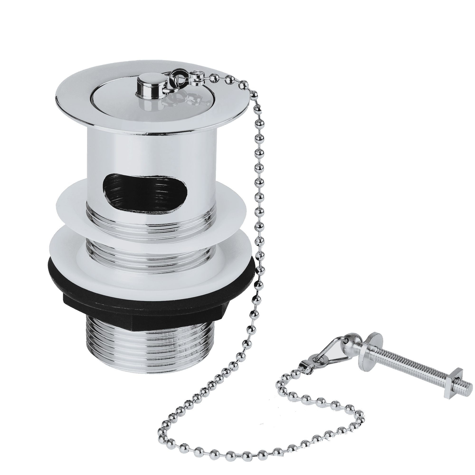 Flomasta Chrome-plated Slotted Plug & chain Basin Waste - (Dia)46mm