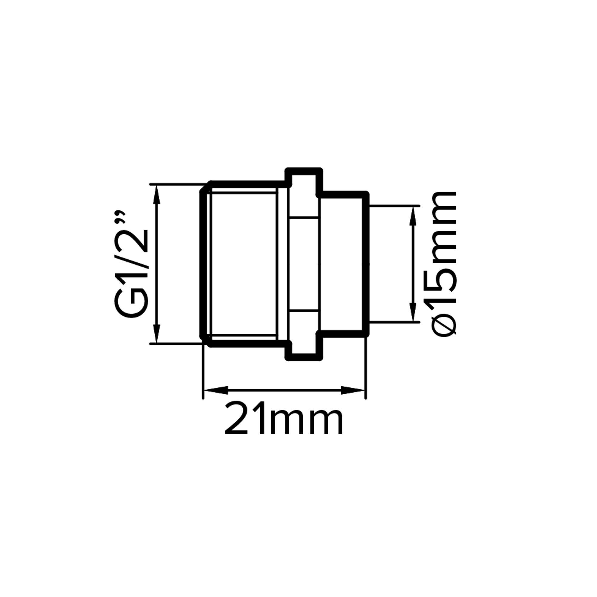 Flomasta Copper Pipe fitting coupler (Dia)15mm (L)21mm