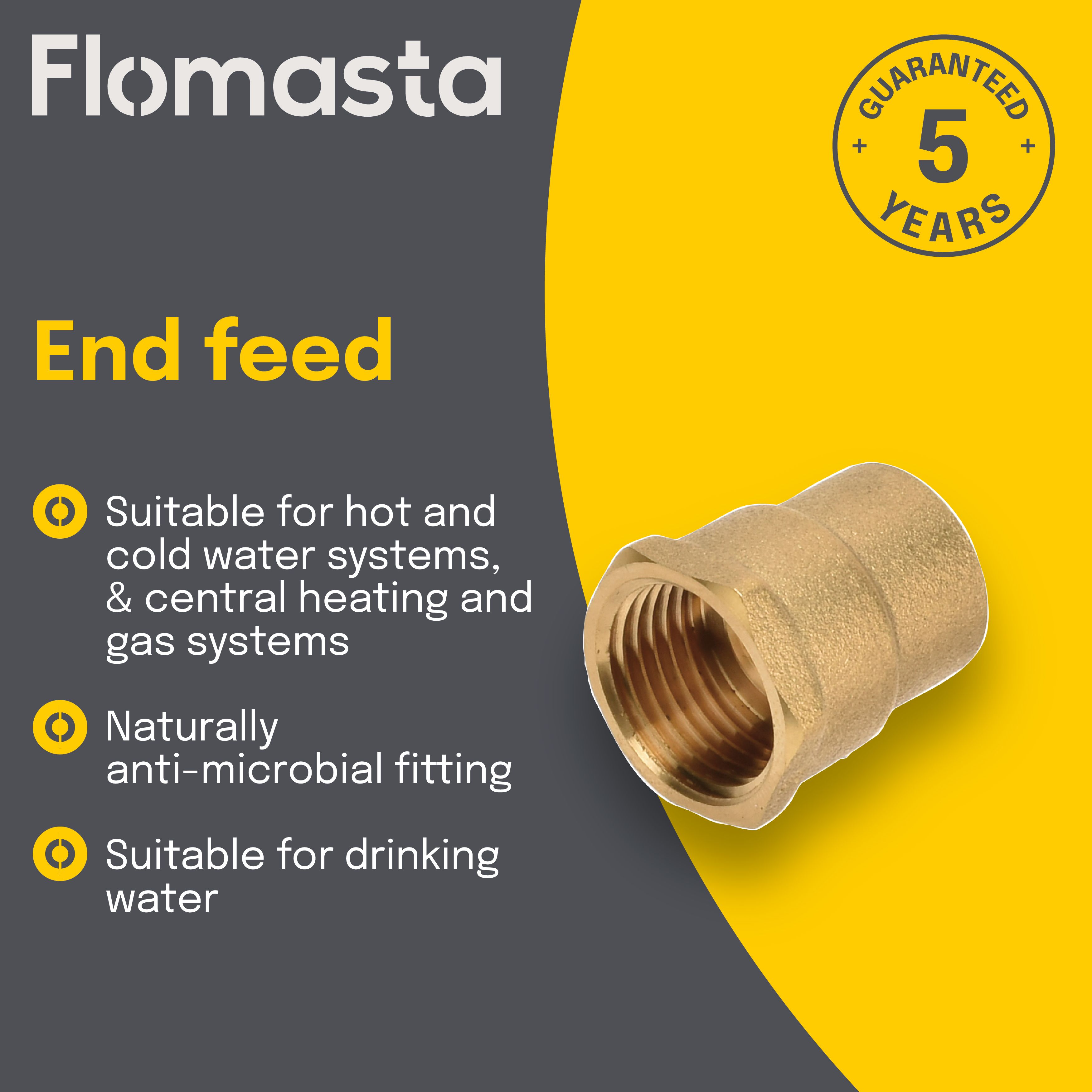 Flomasta Copper Pipe fitting coupler (Dia)15mm (L)28mm