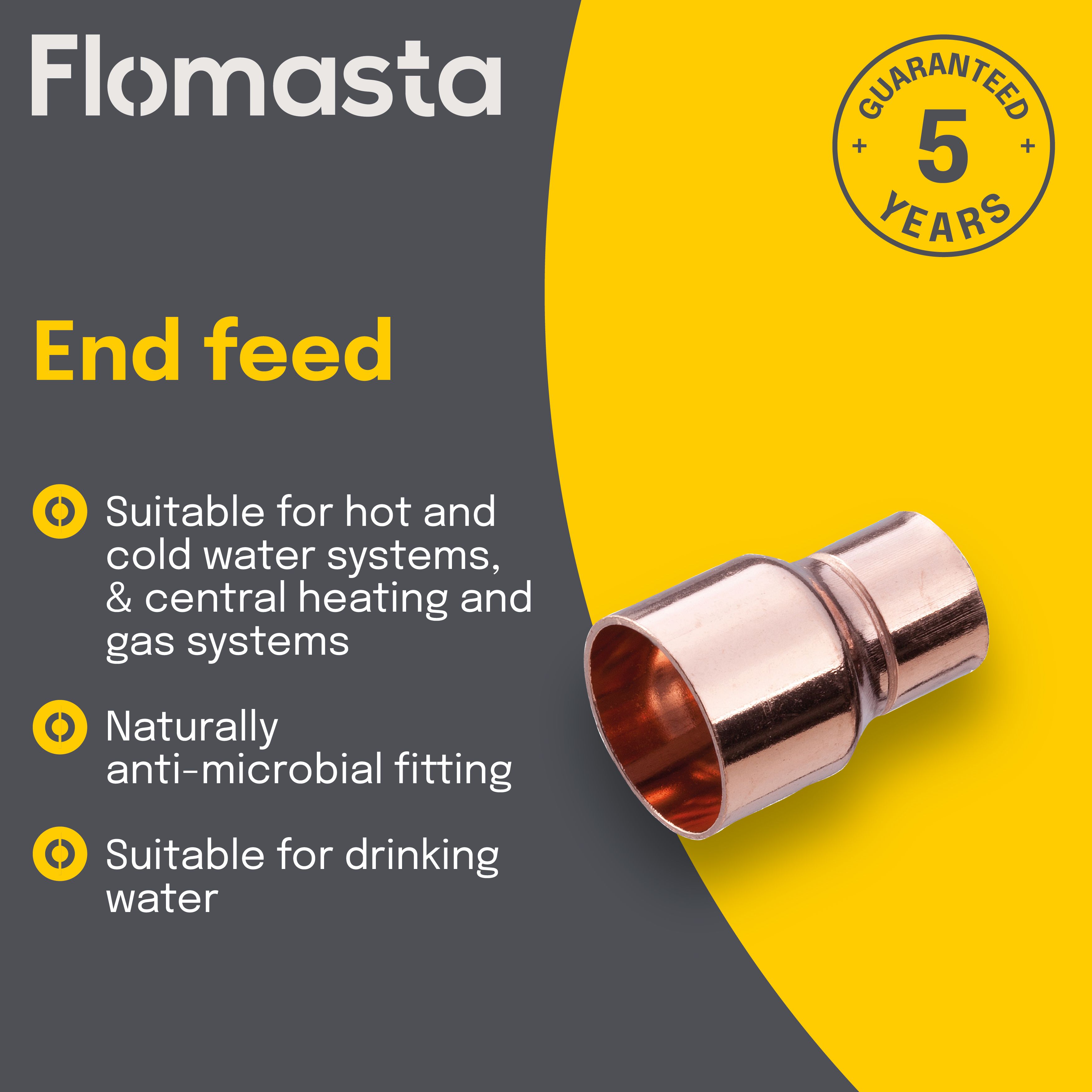 Flomasta End feed Reducing Coupler (Dia)15mm (Dia)10mm 15mm, Pack of 2