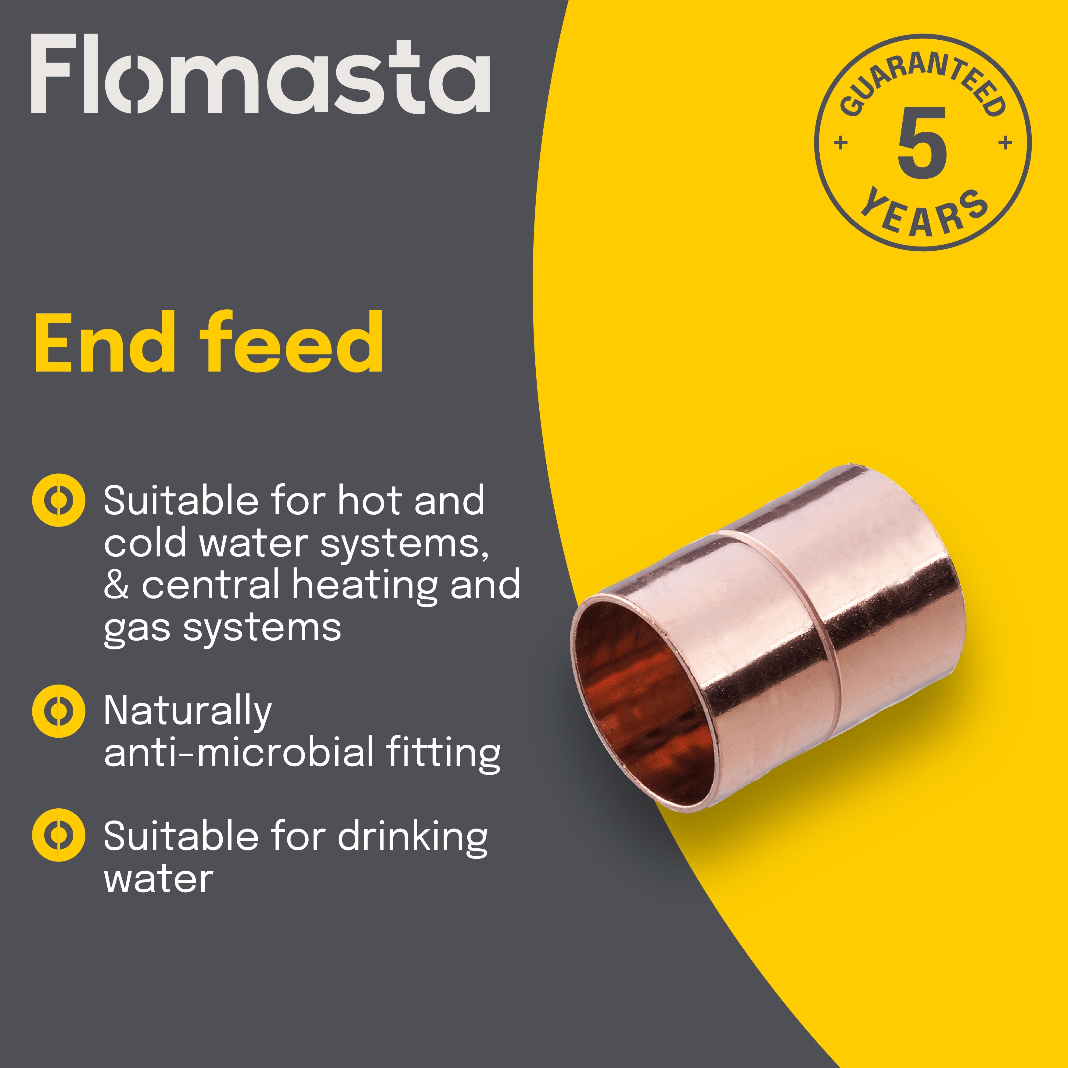 Flomasta End feed Straight Coupler (Dia)15mm 15mm