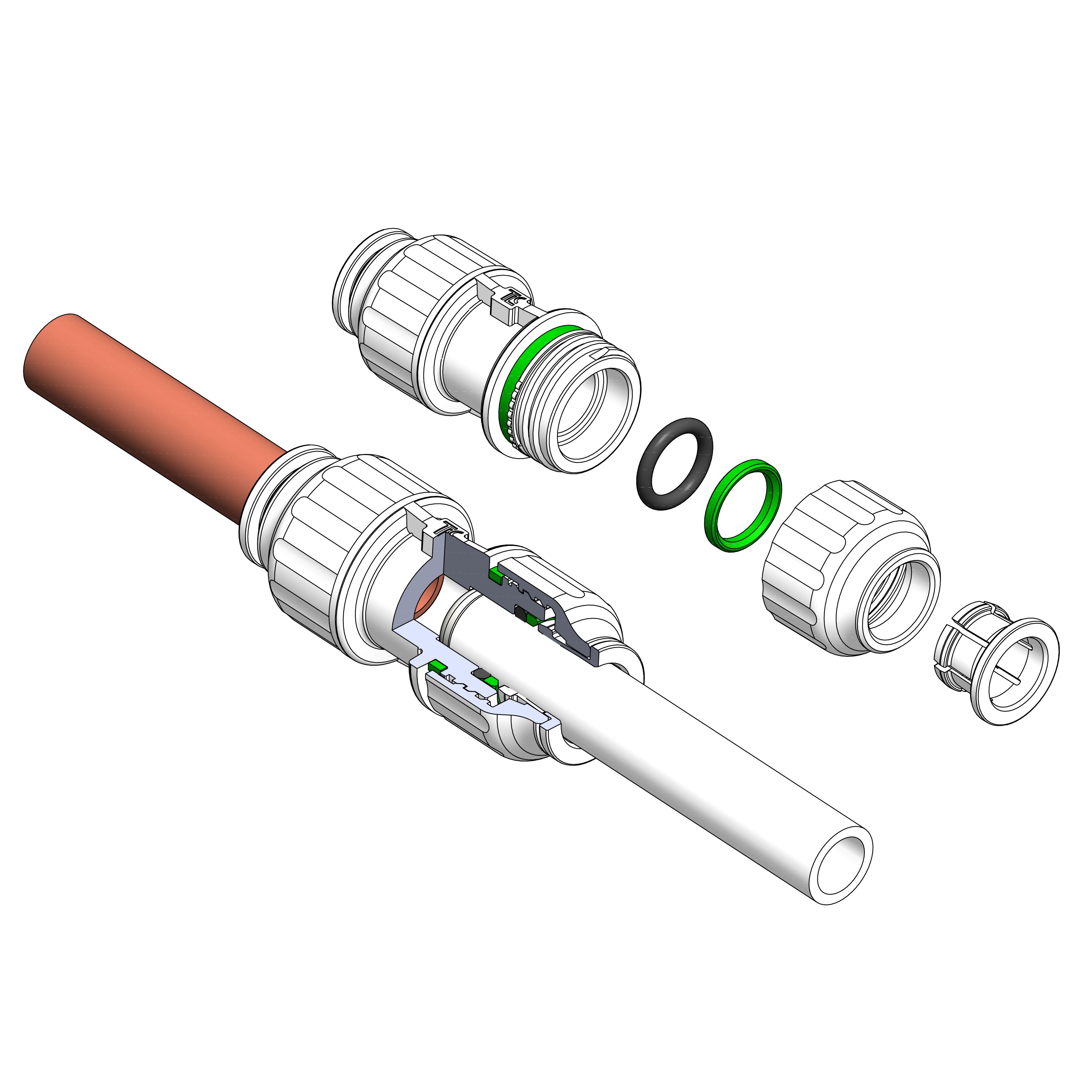 Flomasta Equal Pipe fitting coupler (Dia)15mm (Dia)15mm, Pack of 10
