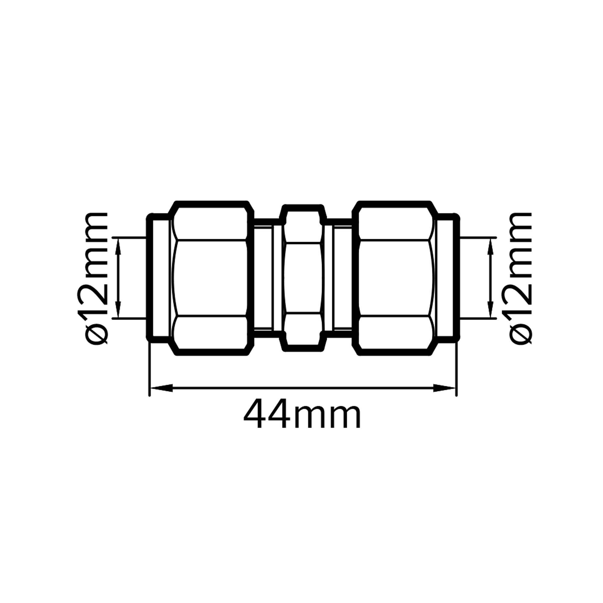 Flomasta Female/female Compression Straight Equal Pipe fitting coupler (Dia)12mm 44mm