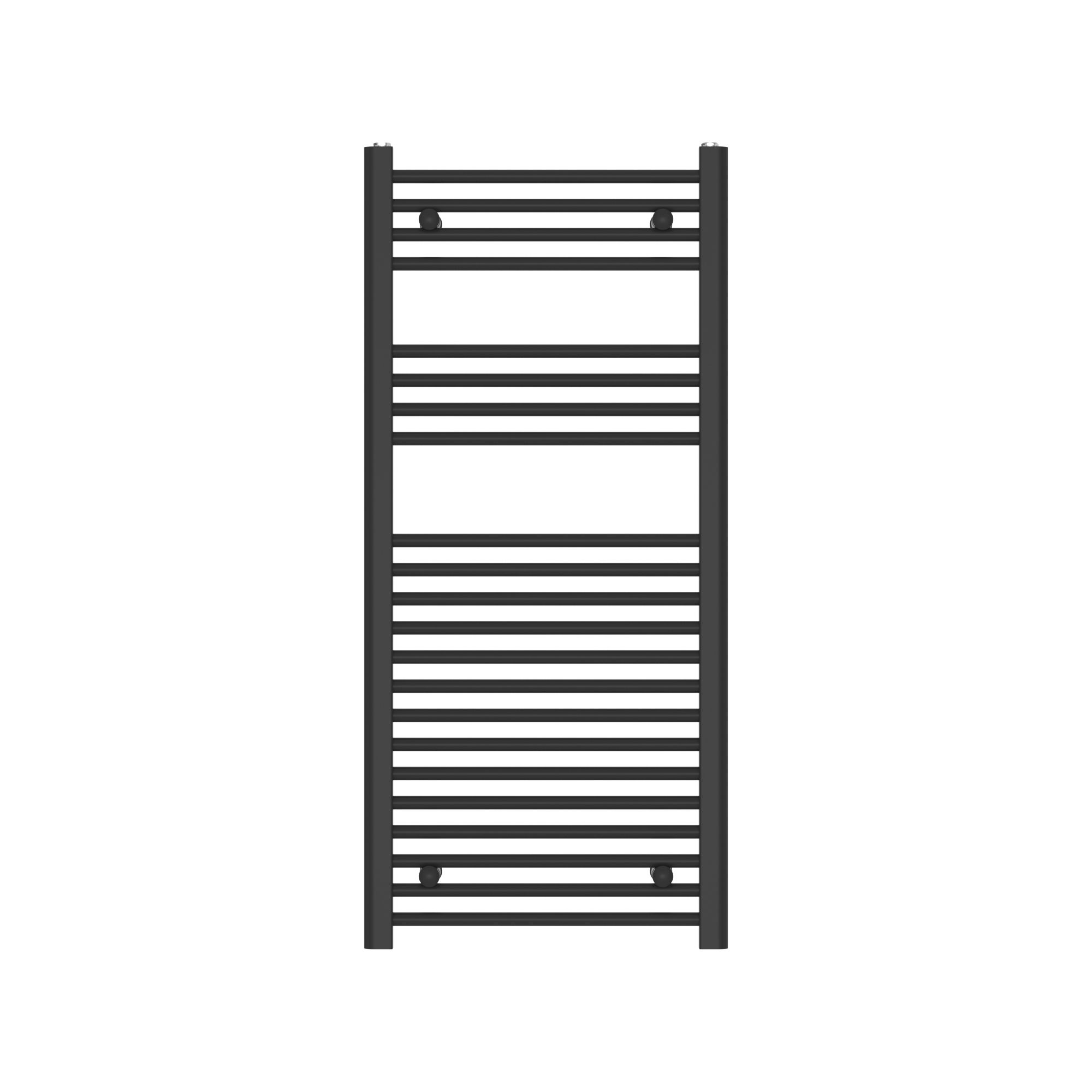 Flomasta Flat, Black Vertical Flat Towel radiator (W)500mm x (H)1100mm