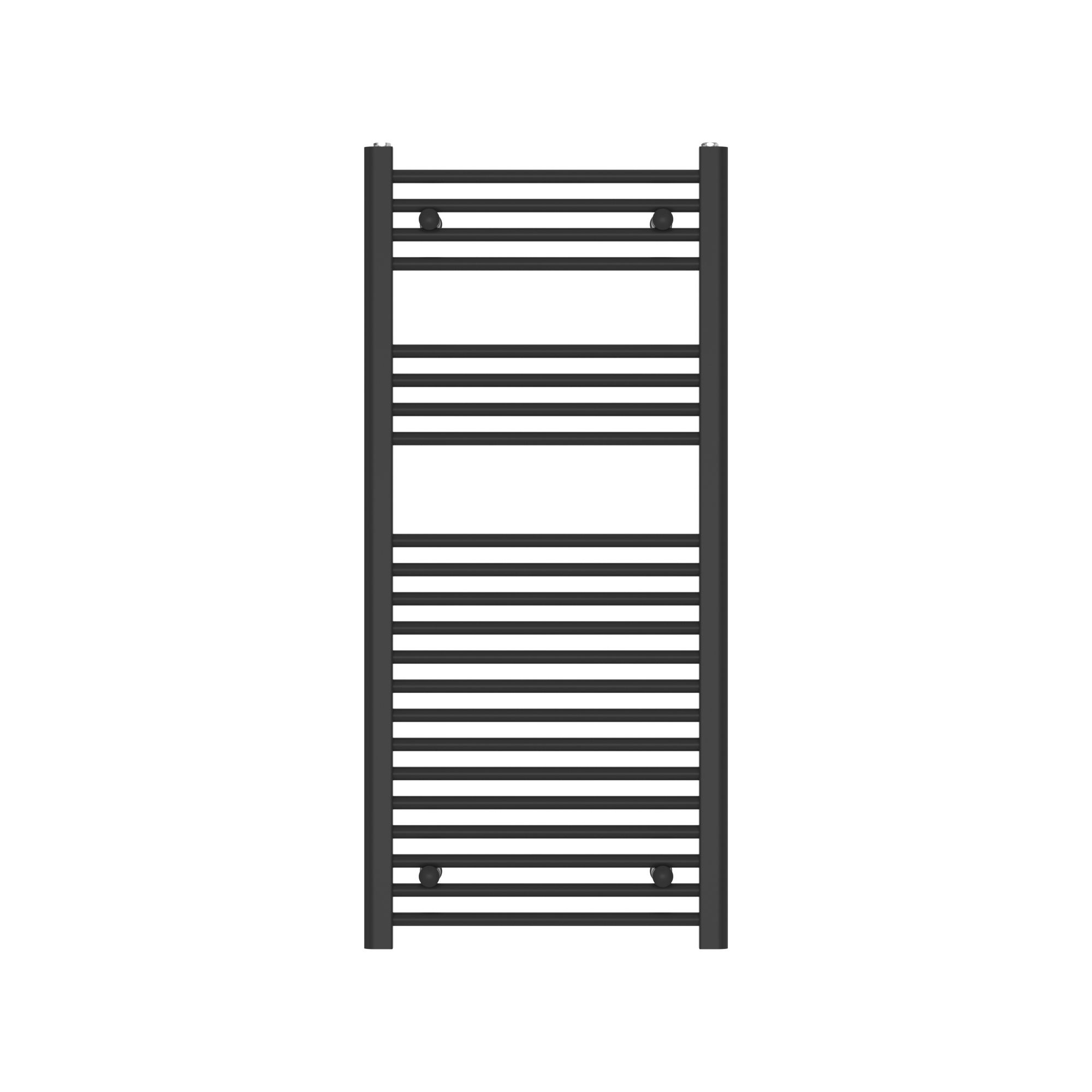 Flomasta Flat, Black Vertical Flat Towel radiator (W)500mm x (H)1100mm