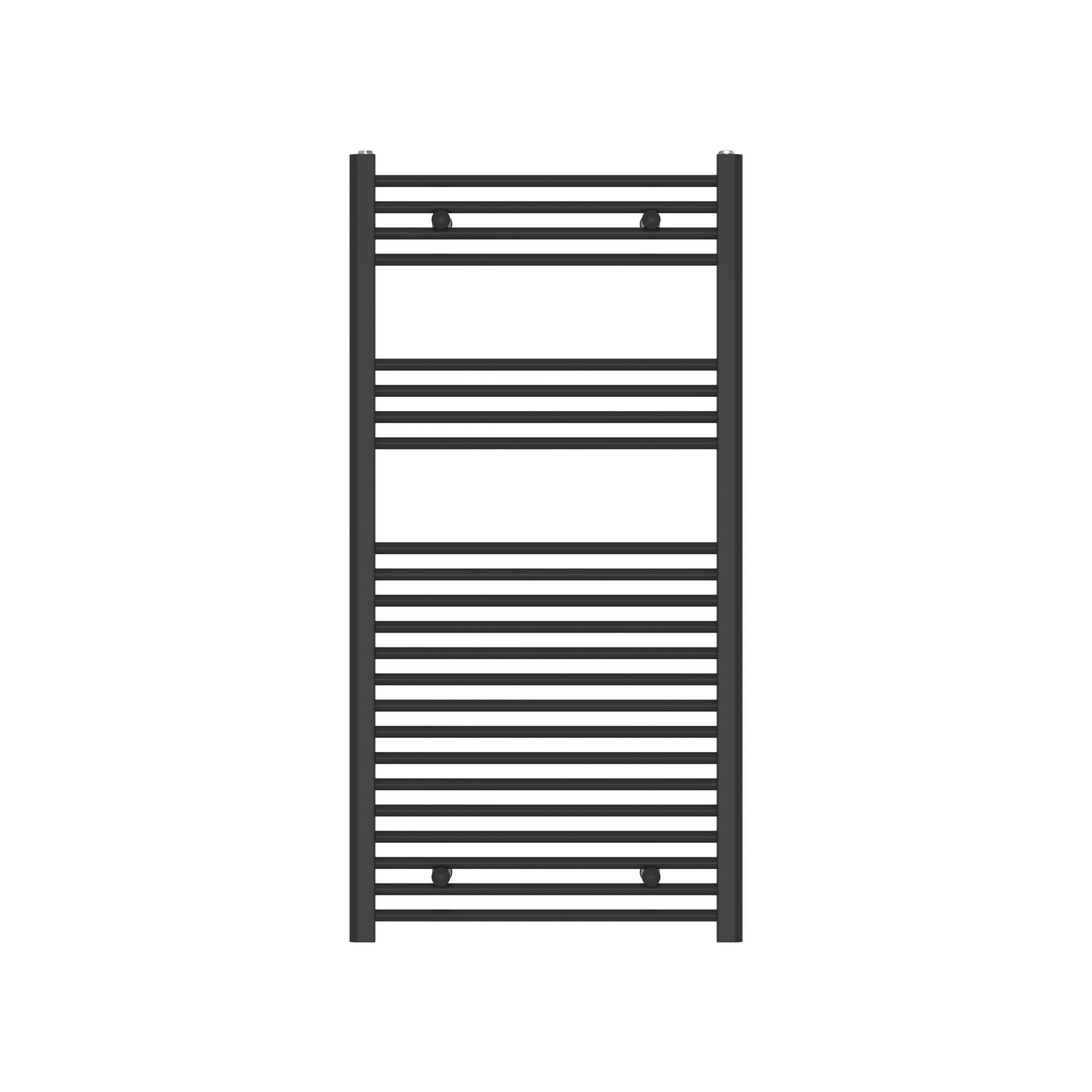 Flomasta Flat, Black Vertical Flat Towel radiator (W)600mm x (H)1200mm