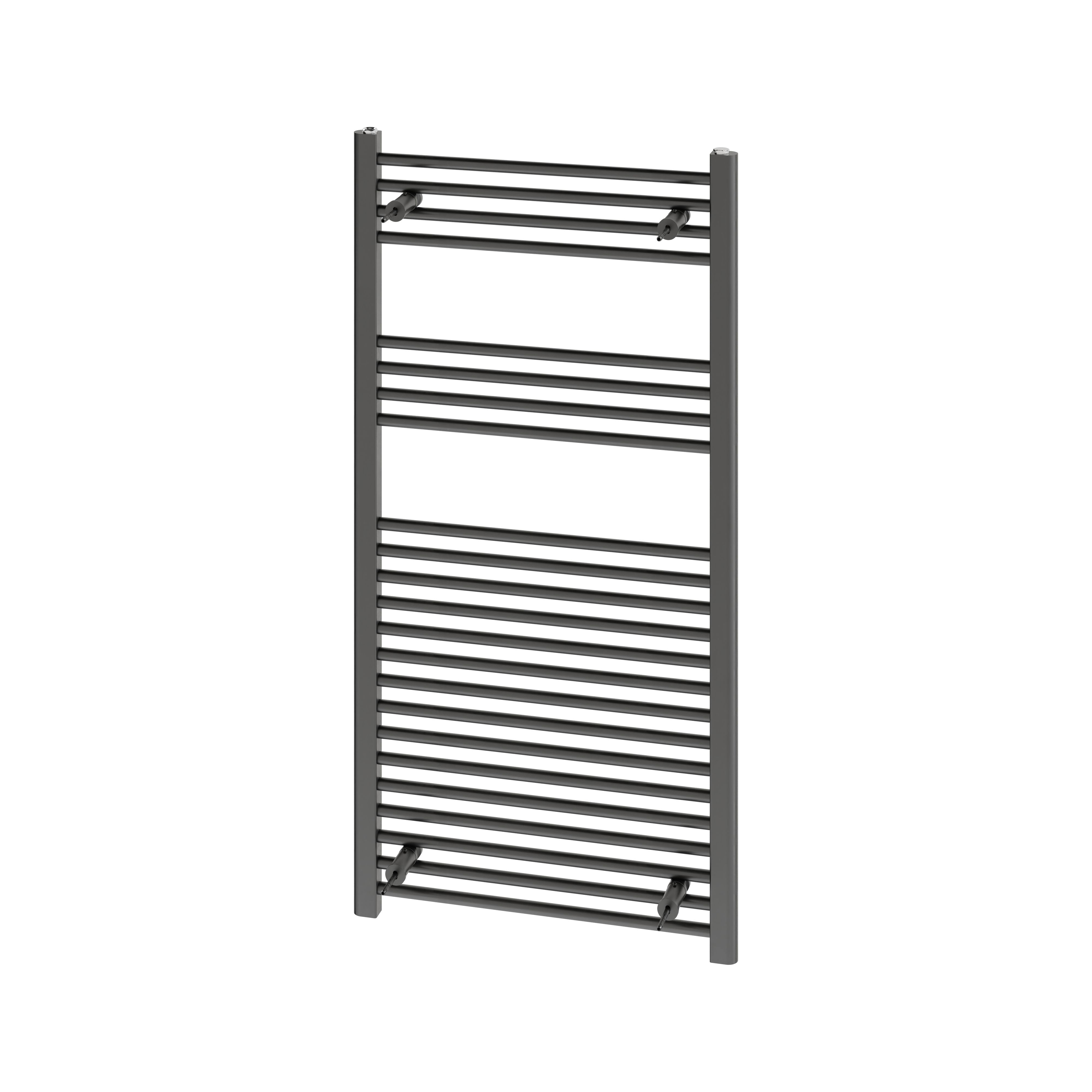 Flomasta Flat, Black Vertical Flat Towel radiator (W)600mm x (H)1200mm