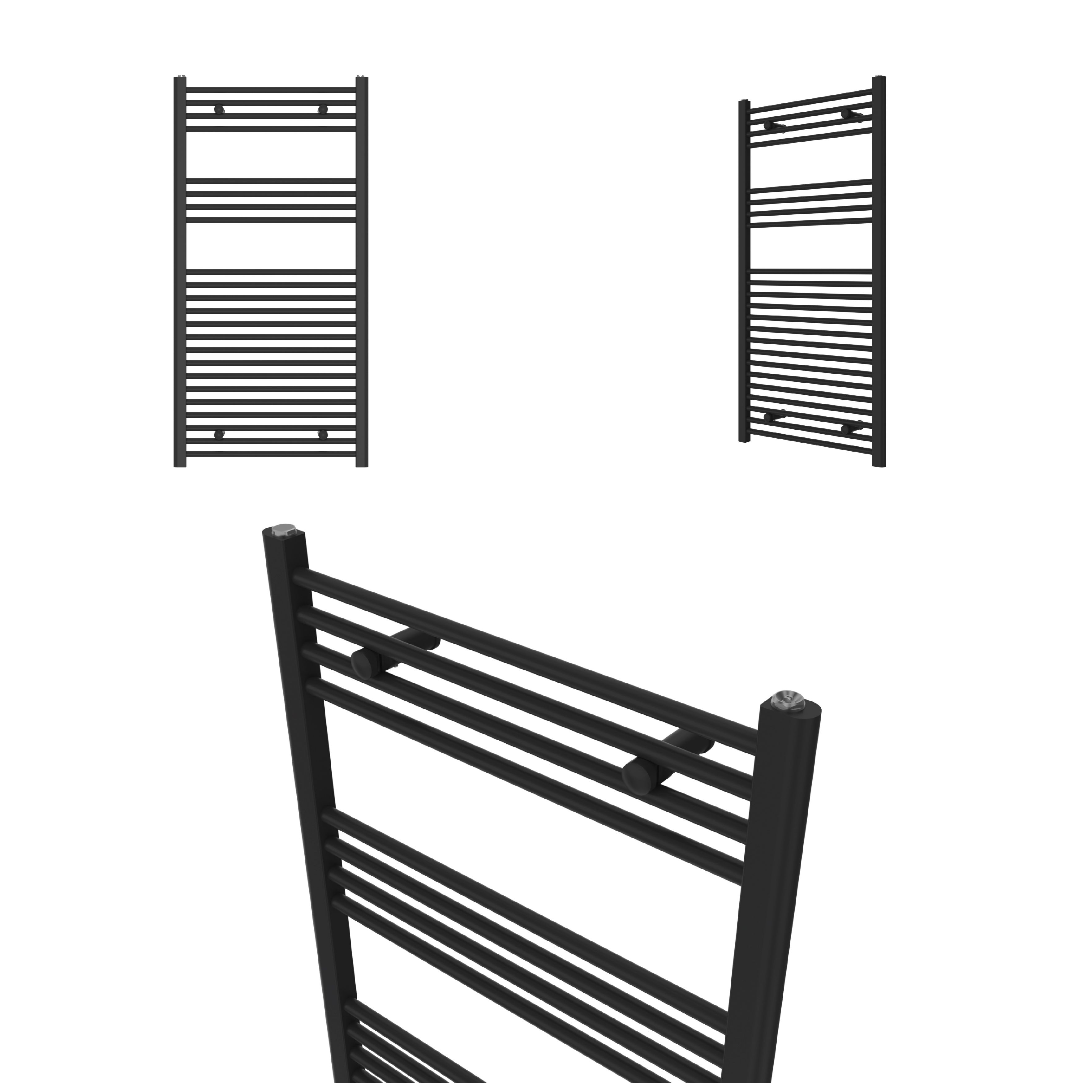Flomasta Flat, Black Vertical Flat Towel radiator (W)600mm x (H)1200mm