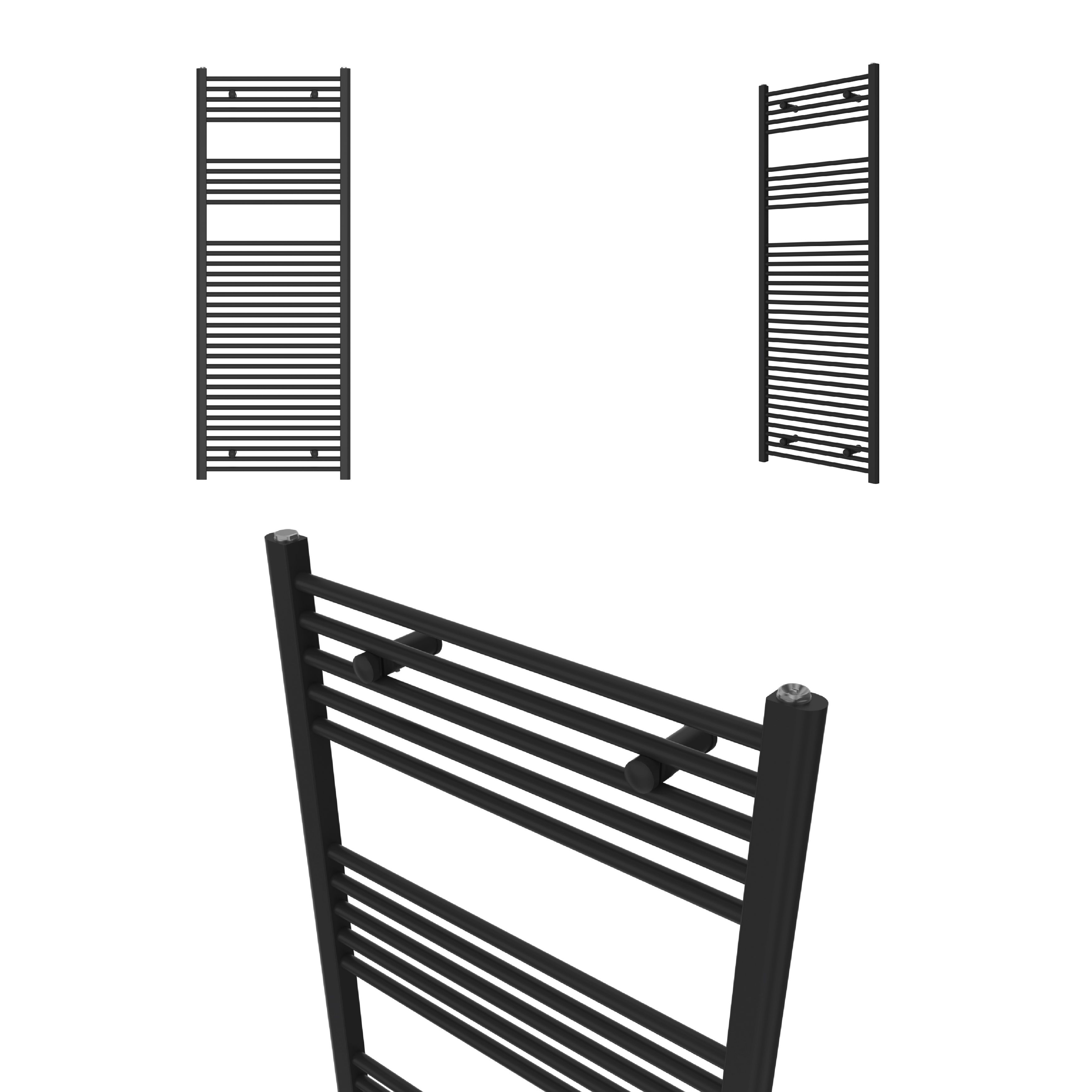 Flomasta Flat, Black Vertical Flat Towel radiator (W)600mm x (H)1600mm