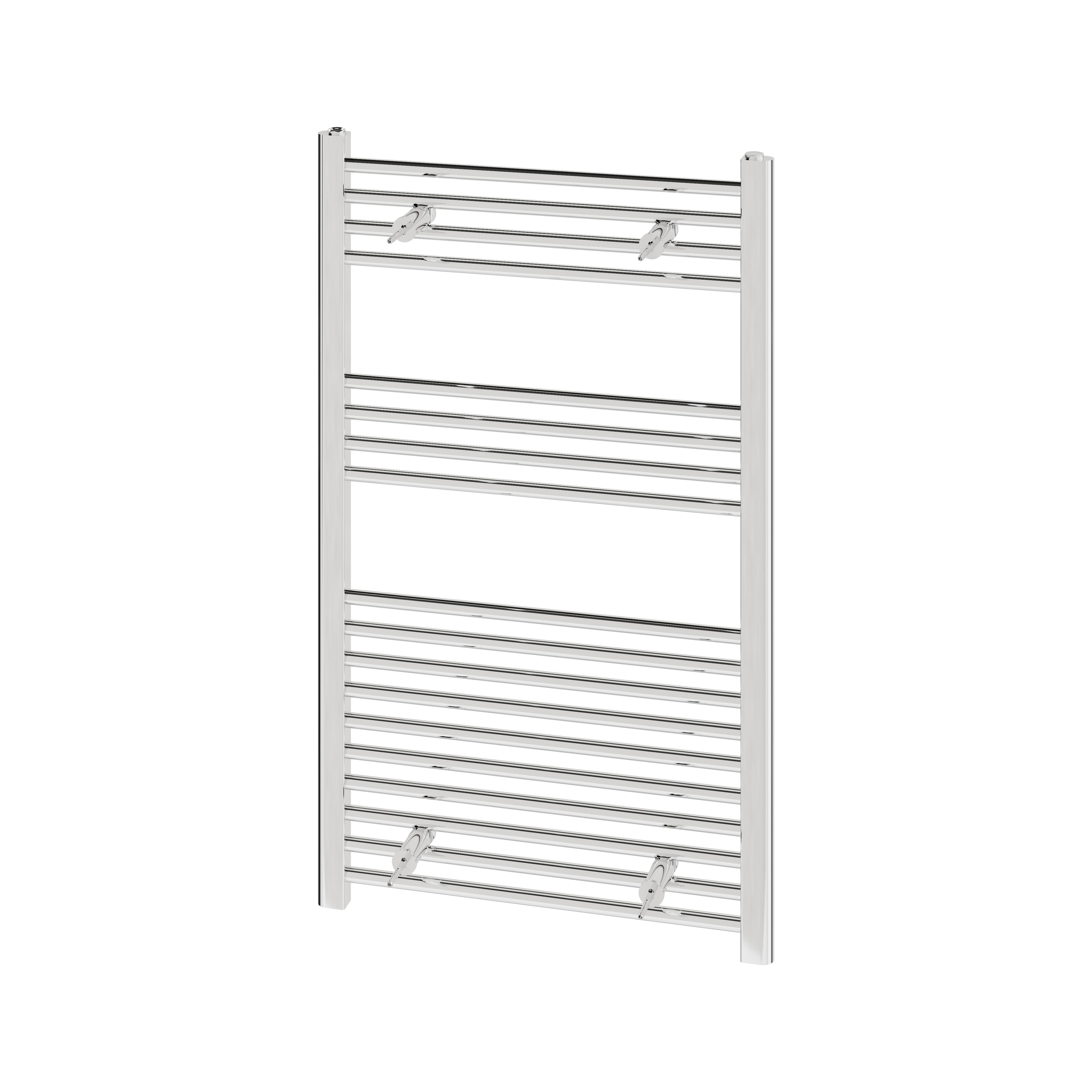 Flomasta Flat Chrome effect Vertical Flat Towel radiator (W)600mm x (H)1000mm