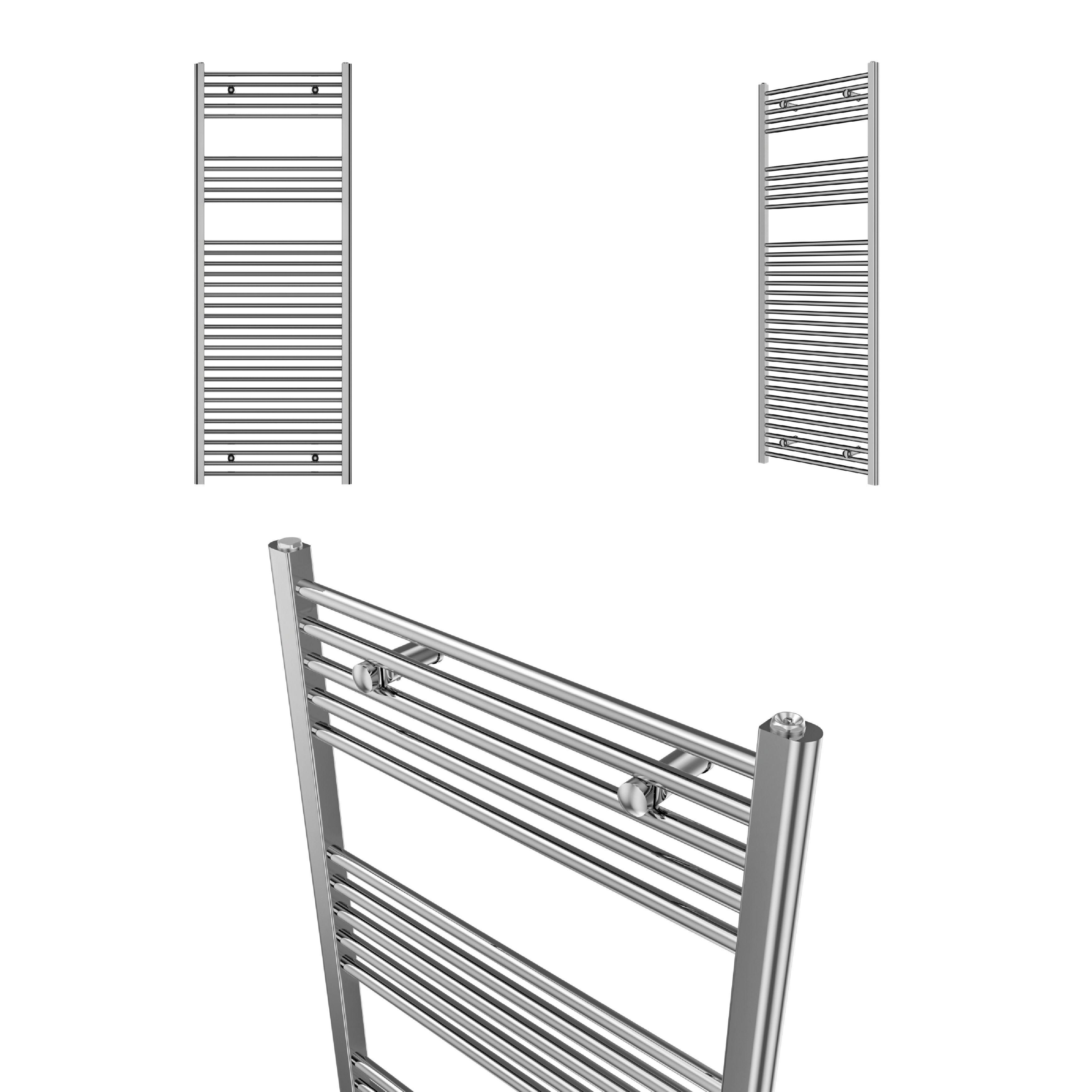Flomasta Flat Chrome effect Vertical Flat Towel radiator (W)600mm x (H)1600mm