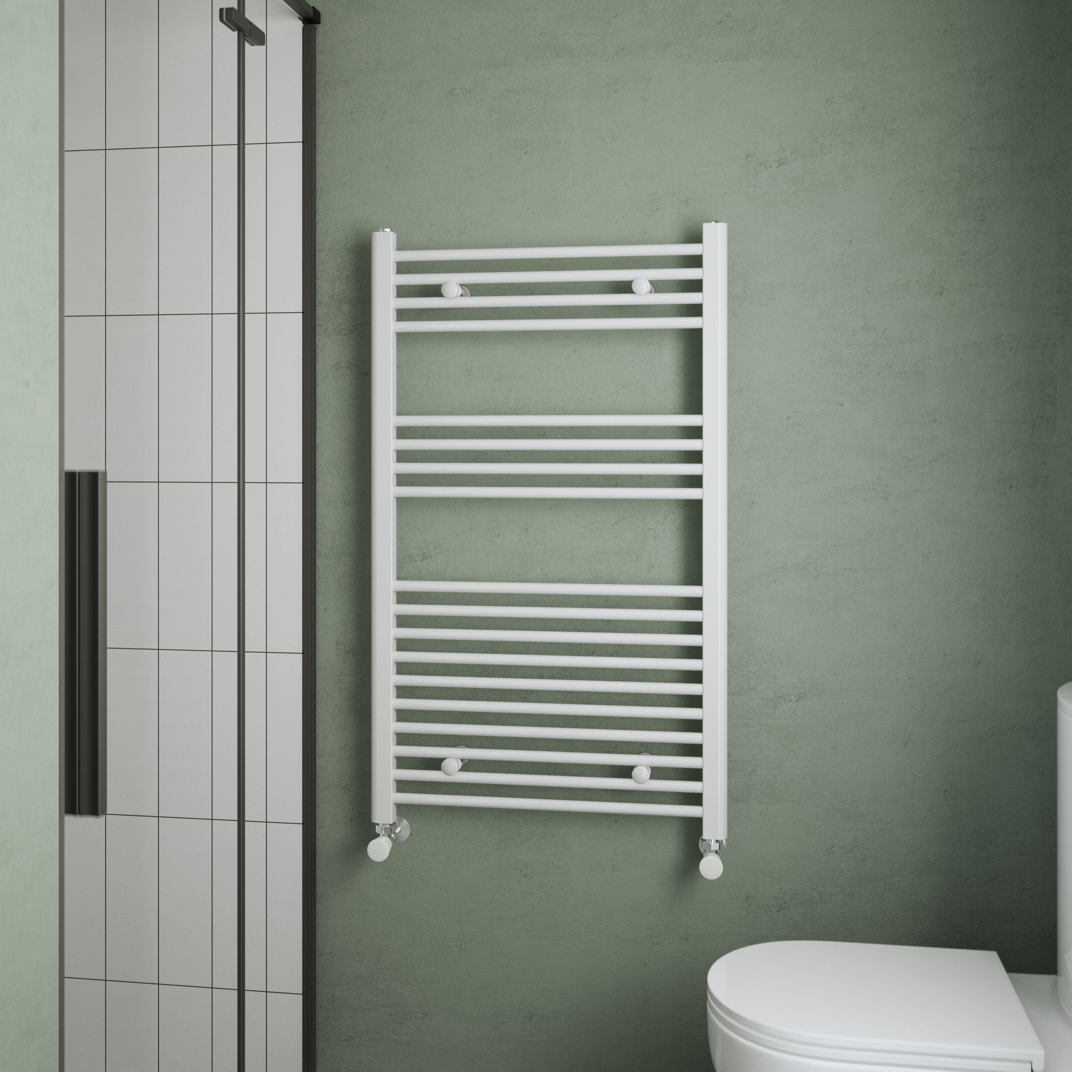 Flomasta Flat, White Vertical Flat Towel radiator (W)600mm x (H)1000mm