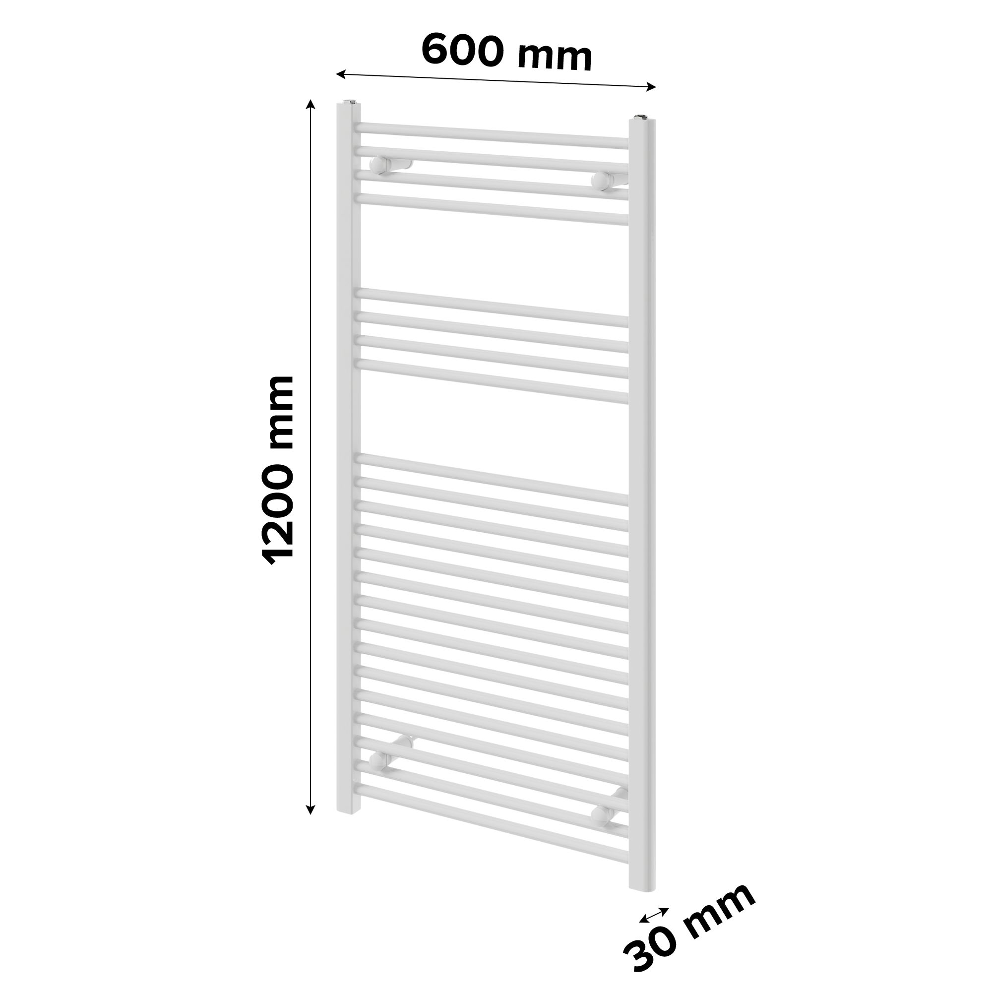 Flomasta Flat, White Vertical Flat Towel radiator (W)600mm x (H)1200mm