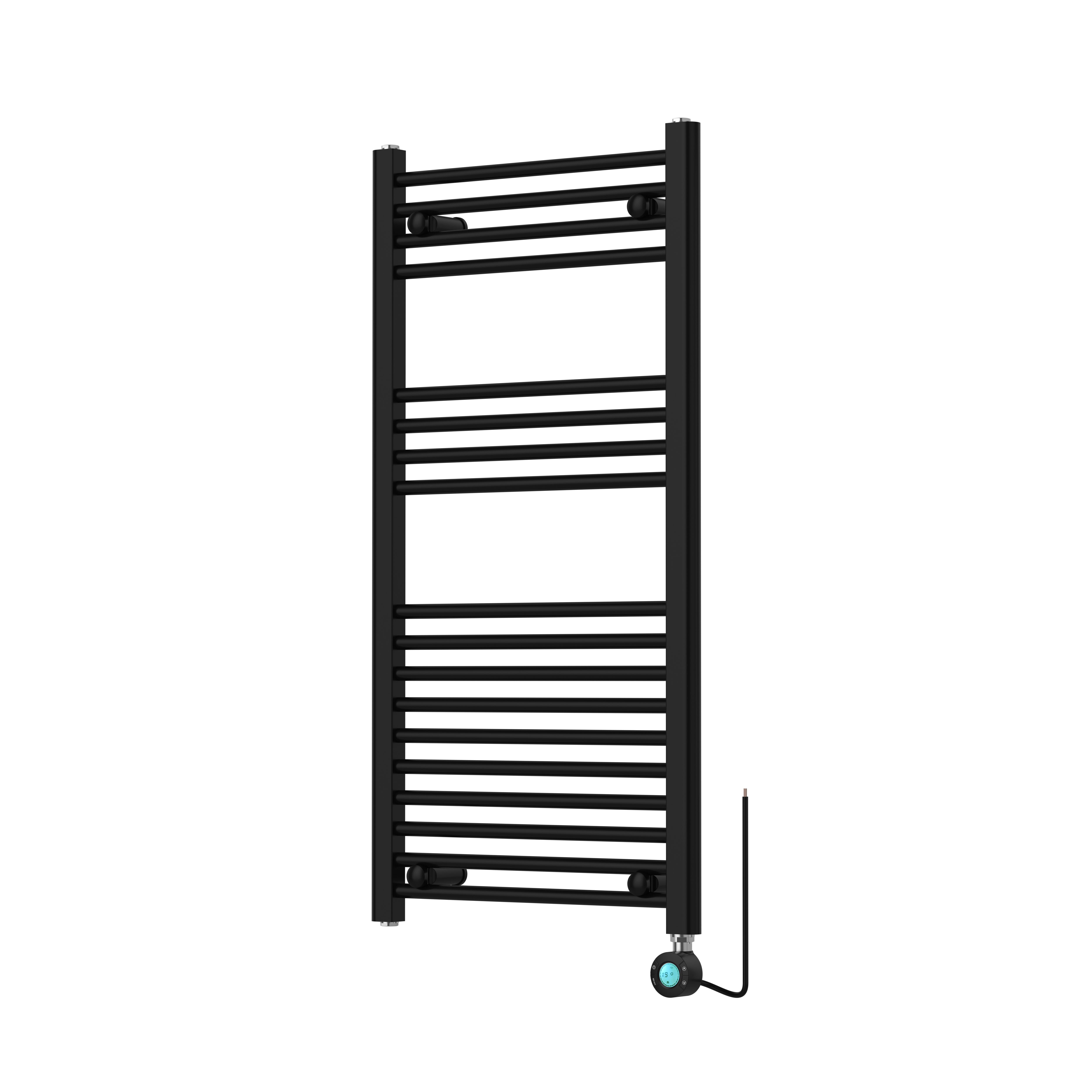 Flomasta Galene Black Electric Flat Towel warmer (W)500mm x (H)1000mm